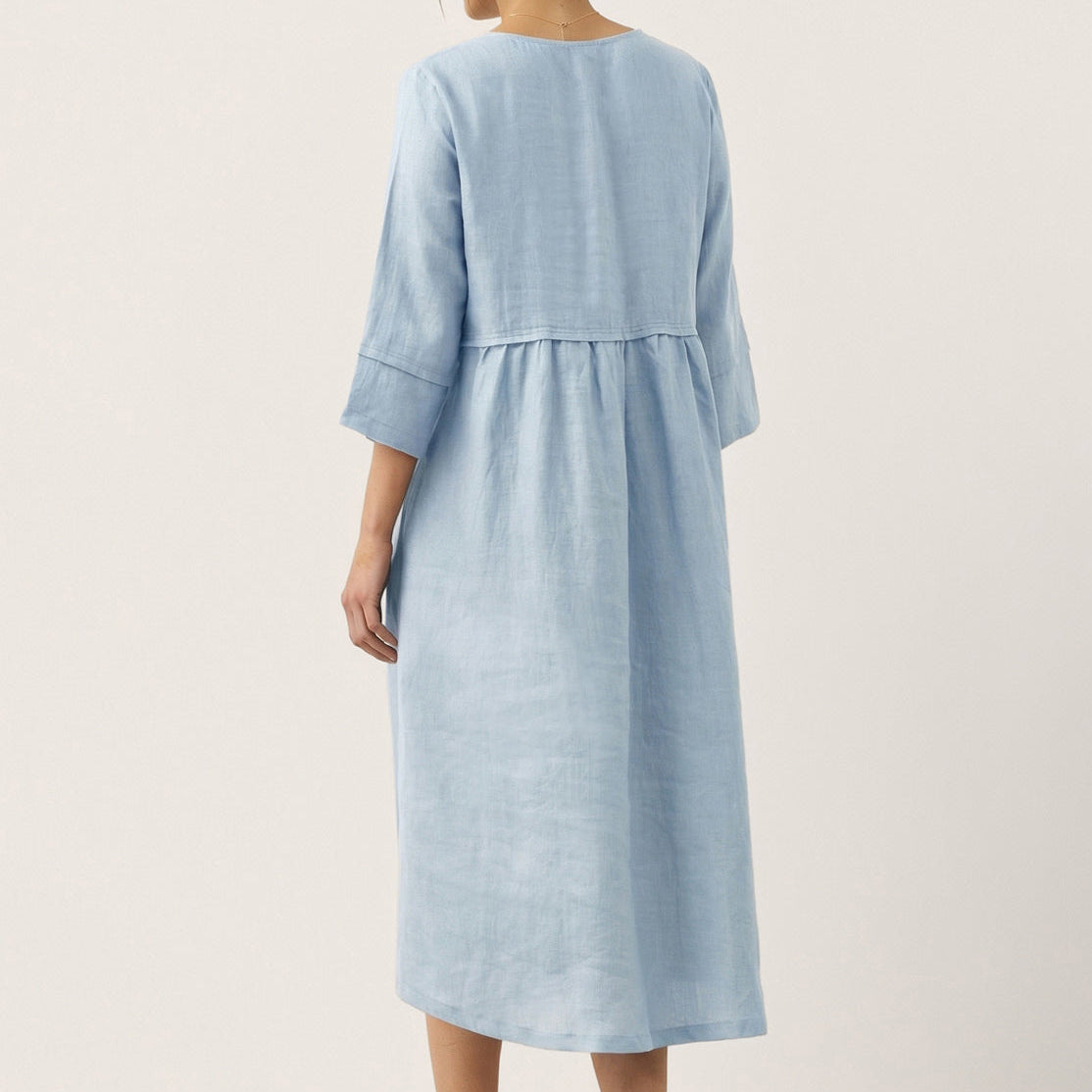 Linen Button Waist Dress — Luna