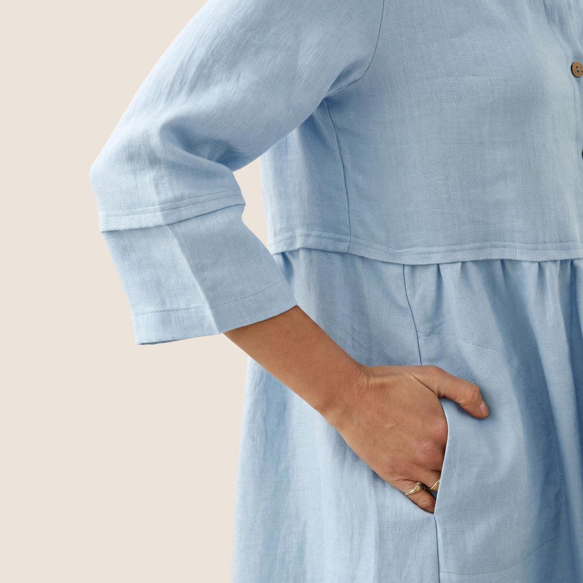 Linen Button Waist Dress — Luna