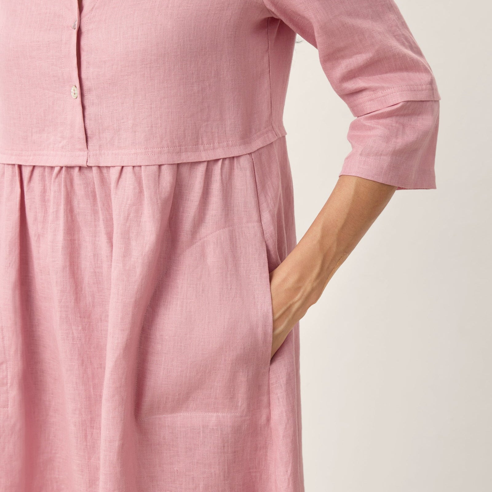 Linen Button Waist Dress — Luna
