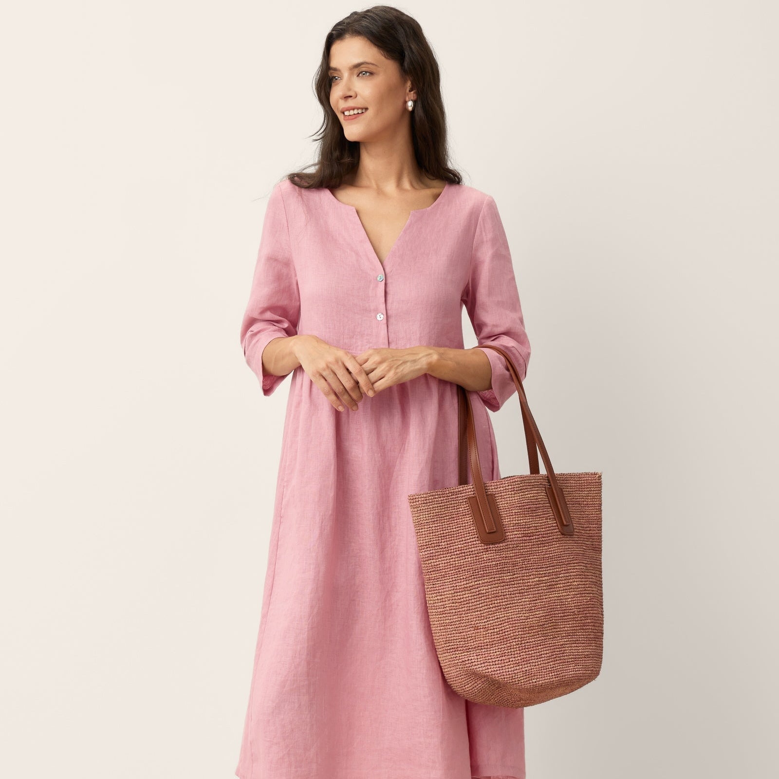 Linen Button Waist Dress — Luna