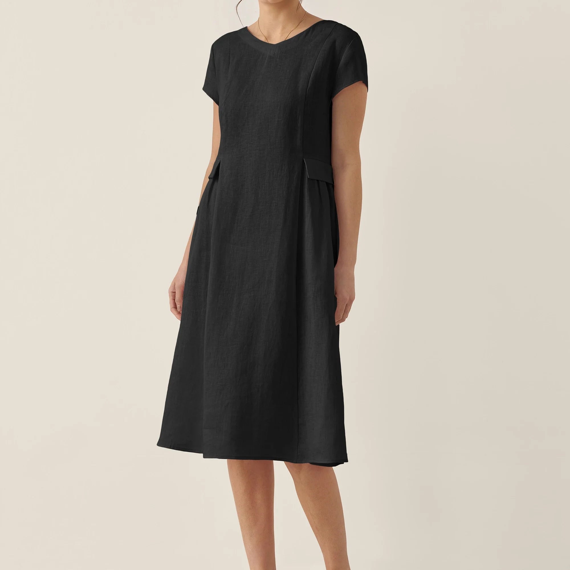 Linen V-Neck Dress — Alexa