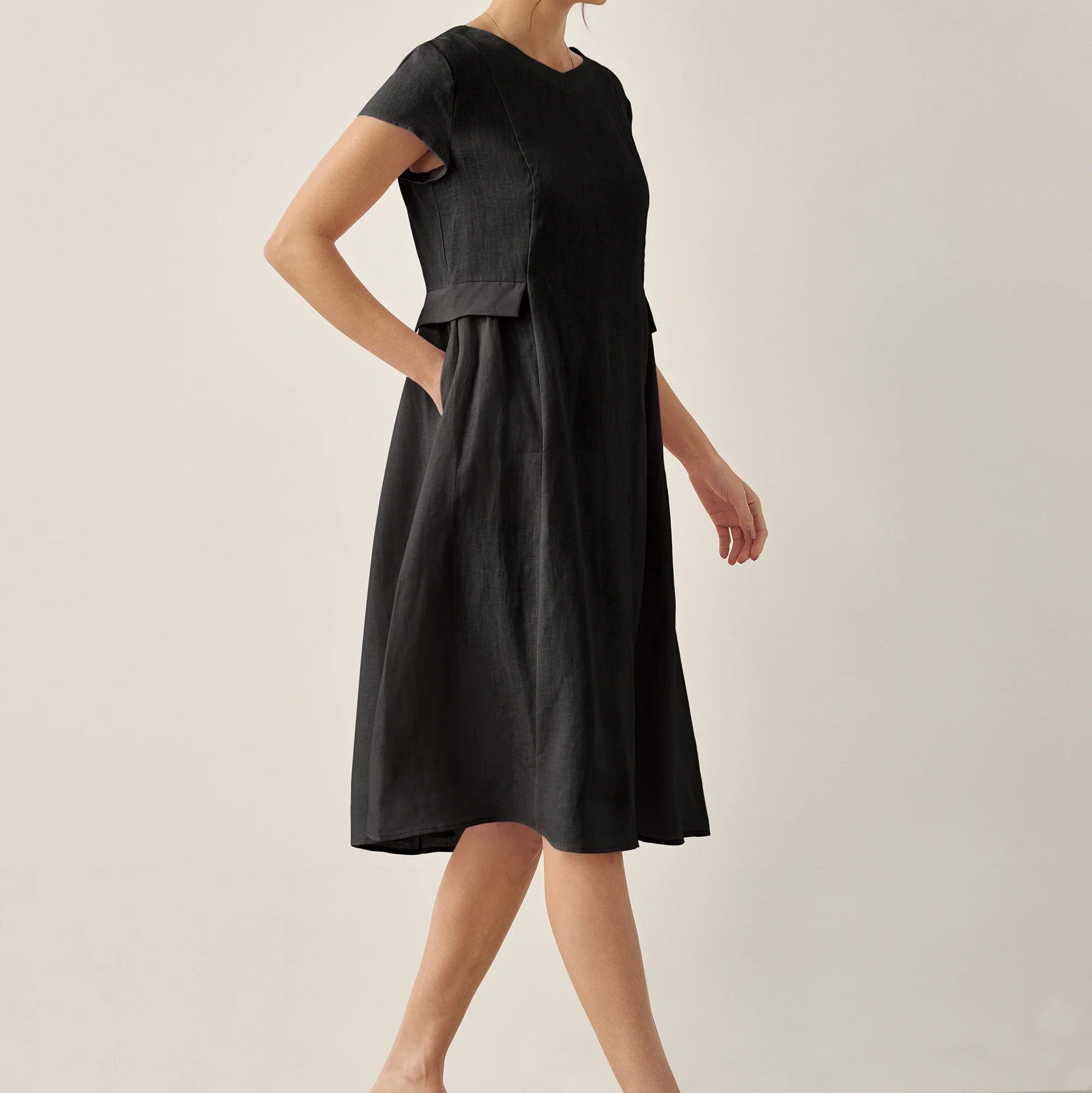 Linen V-Neck Dress — Alexa