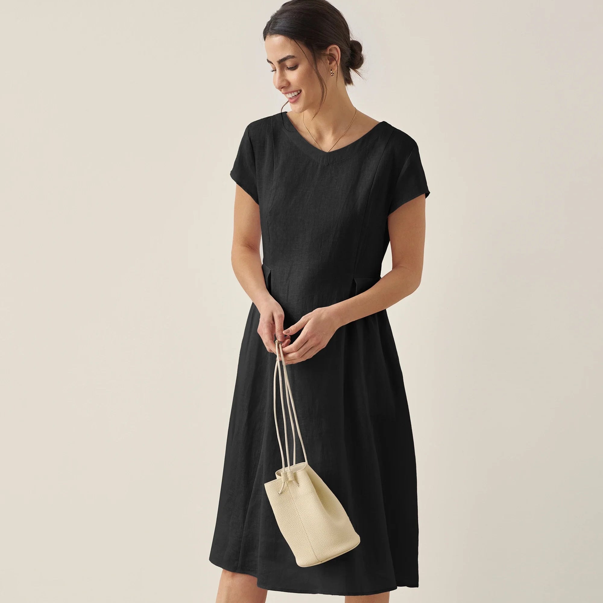 Linen V-Neck Dress — Alexa