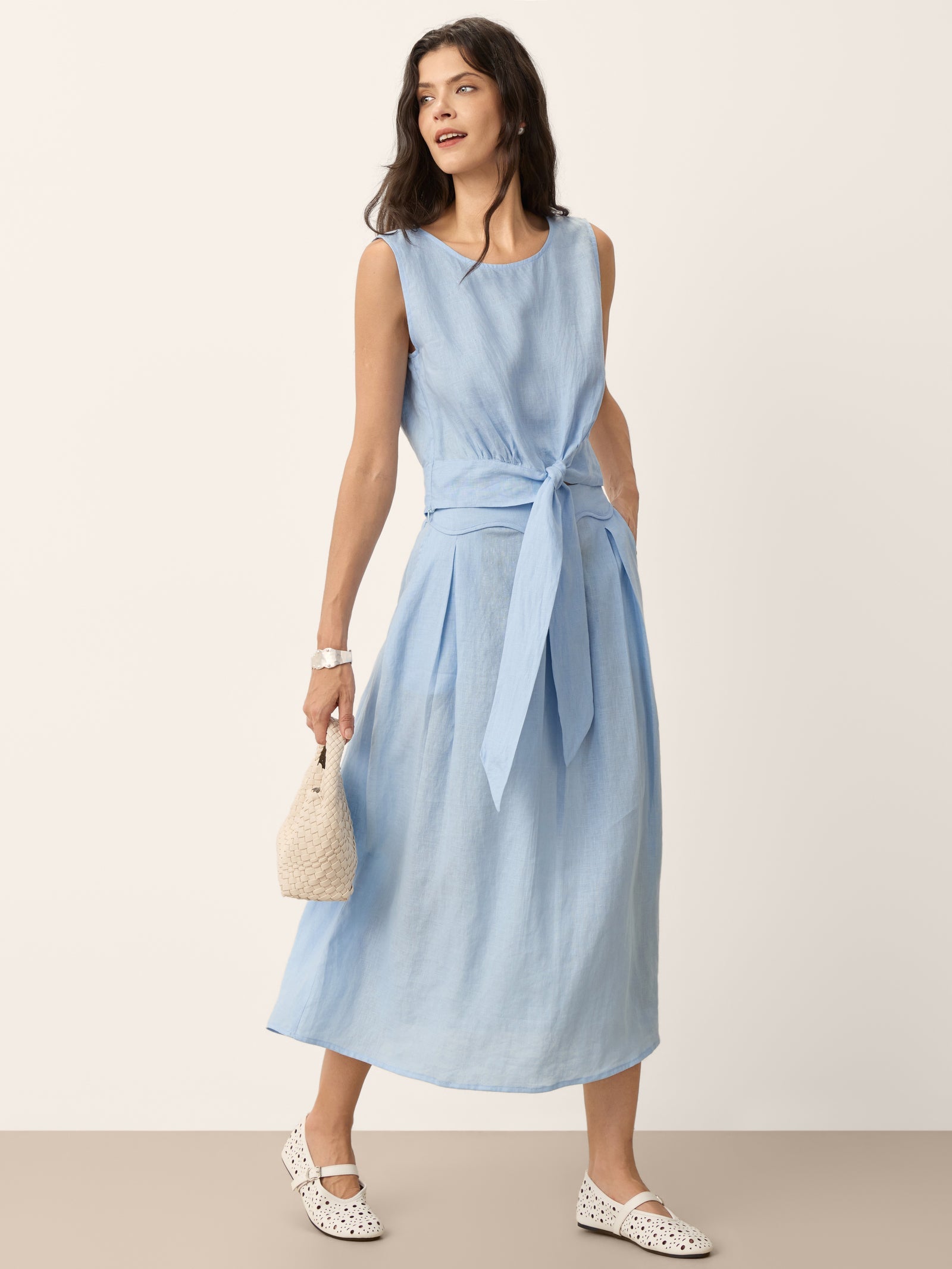 Fashionista Heaven Linen Scalloped A-Line Skirt — Ondine