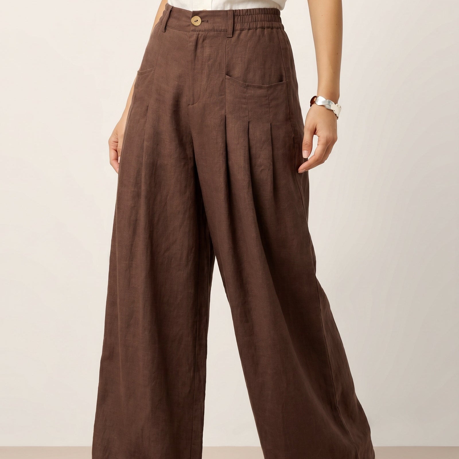 Fashionista Heaven Linen Pleated Relaxed Pants — Yara