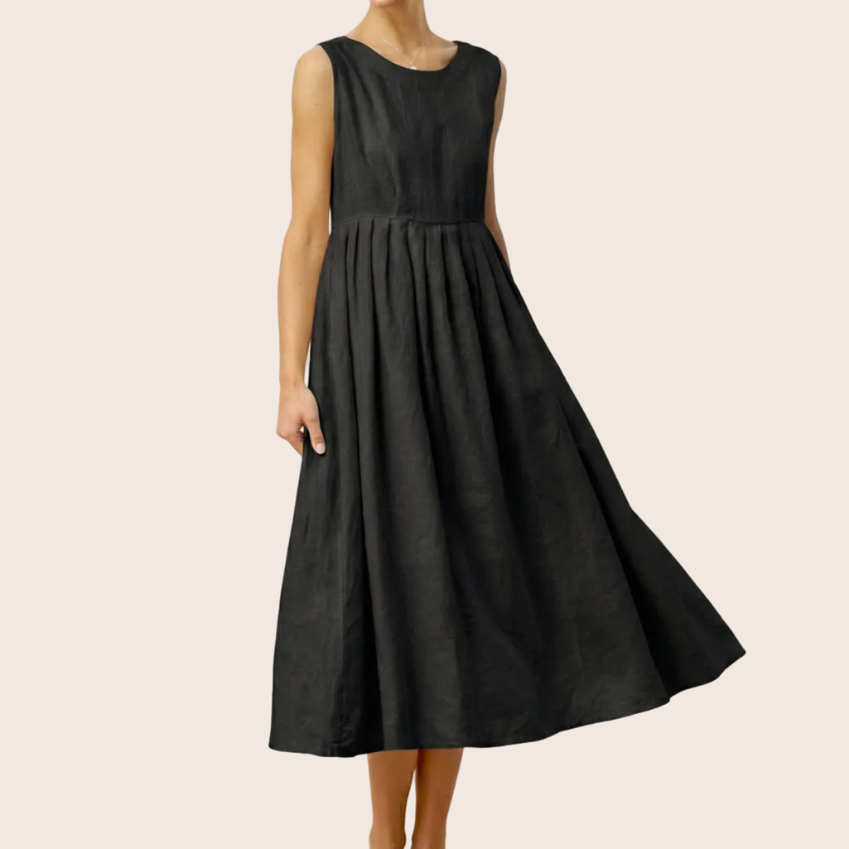Linen Crew Neck Dress — Selene