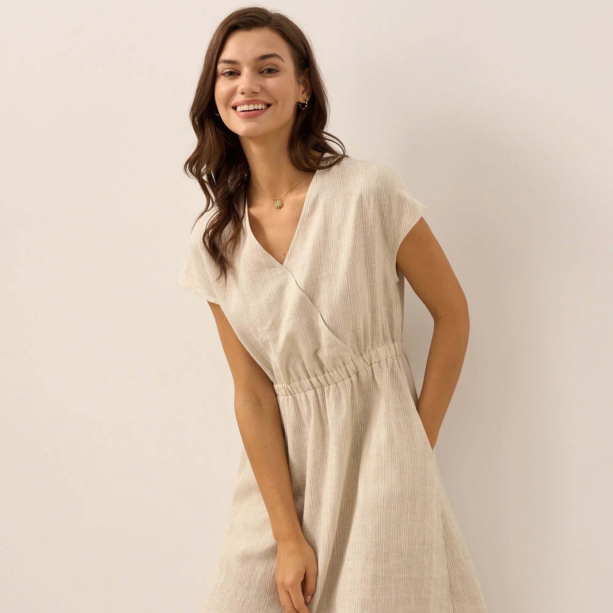 Linen Striped Dress — Aria
