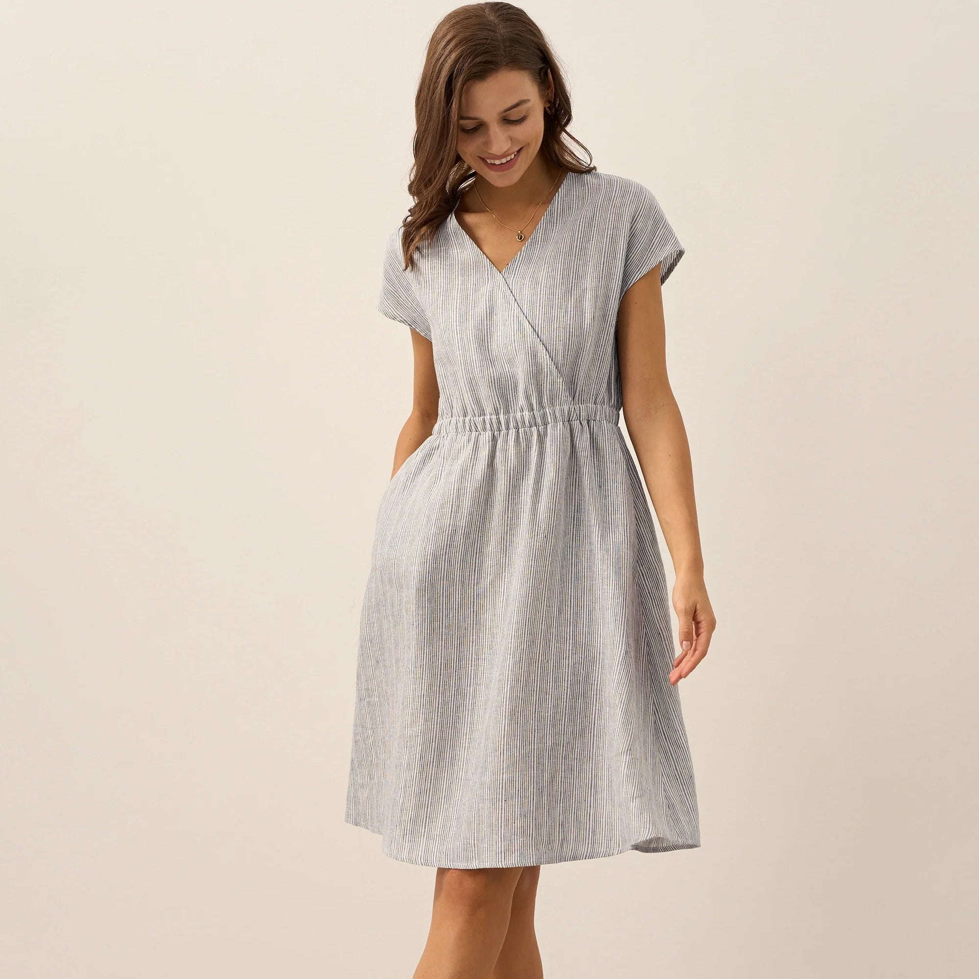 Linen Striped Dress — Aria