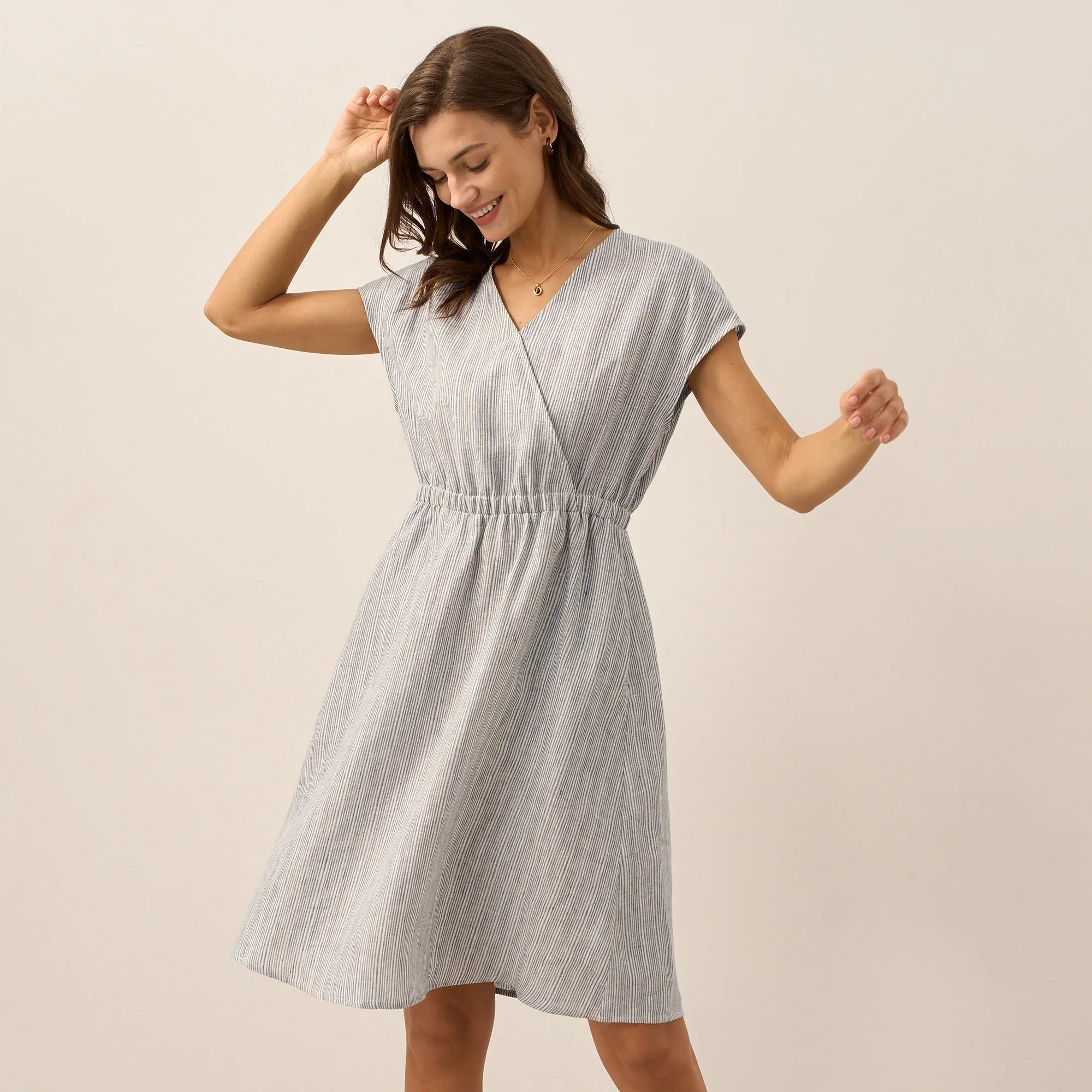 Linen Striped Dress — Aria