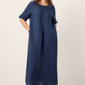 Linen Roll-Up Sleeve Dress — Maribel