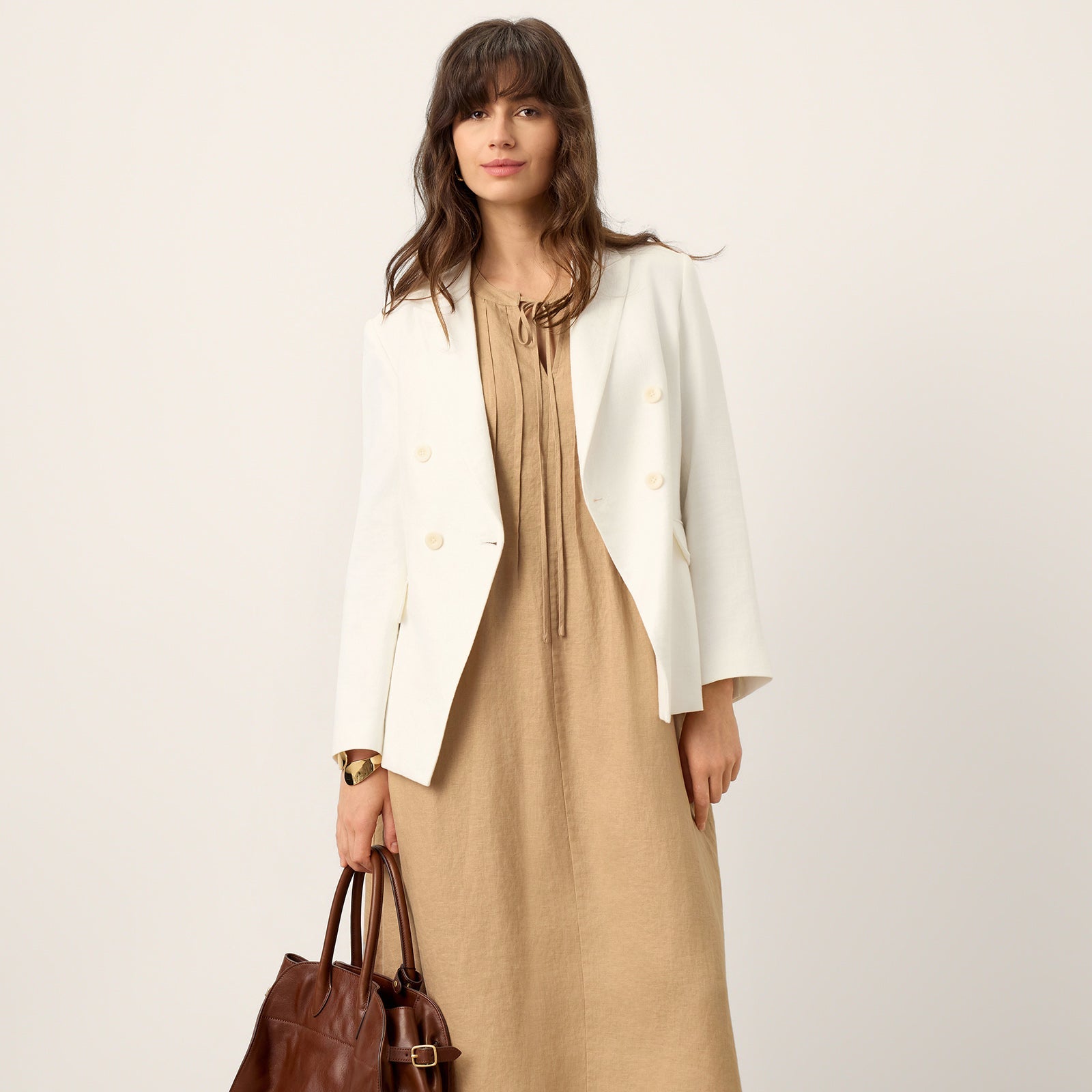 Linen Tie-Neck Dress — Millicent