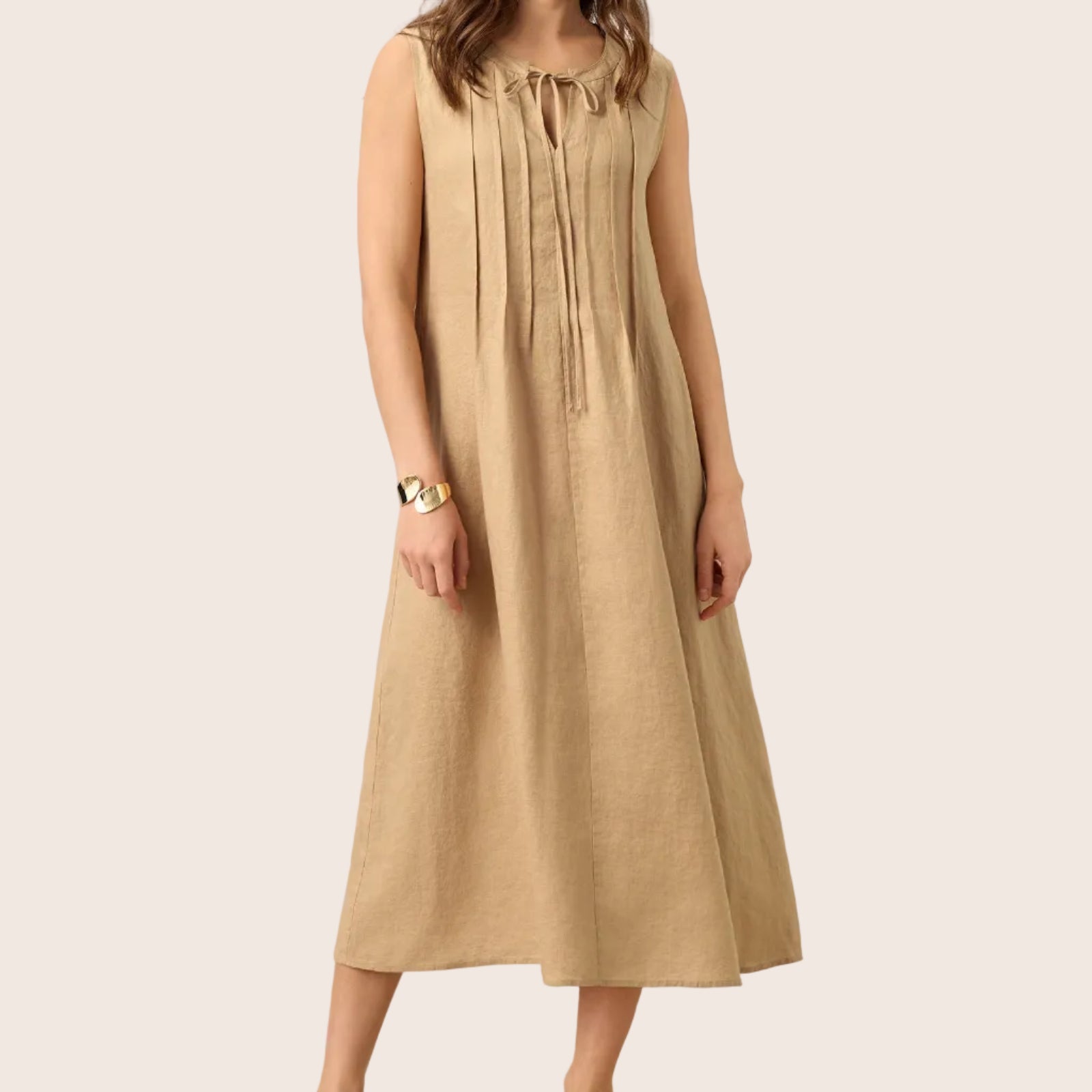 Linen Tie-Neck Dress — Millicent