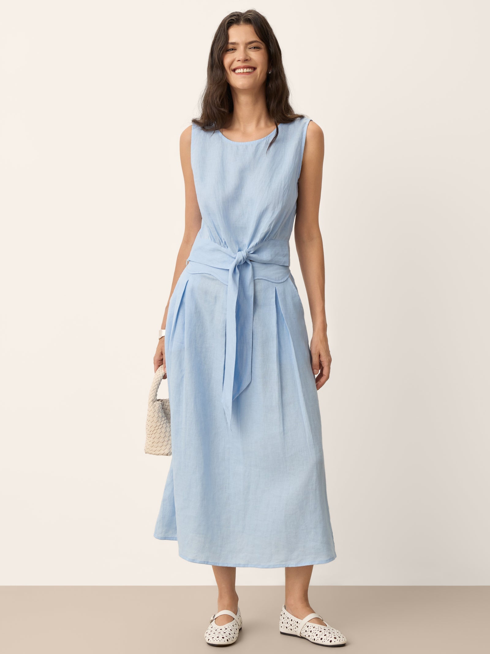 Fashionista Heaven Linen Scalloped A-Line Skirt — Ondine
