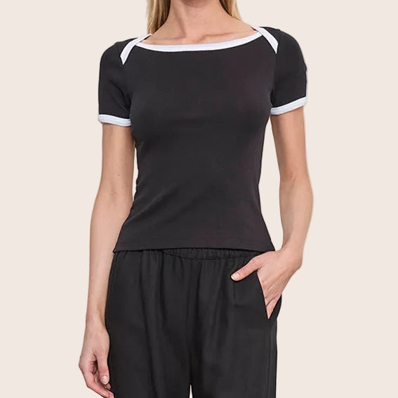 Fashionista Heaven Cotton Ringer Top — Lucia