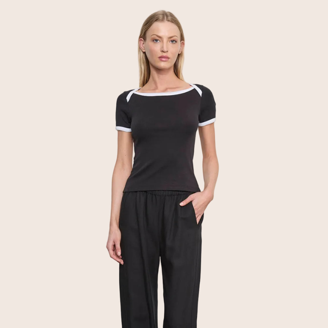 Fashionista Heaven Cotton Ringer Top — Lucia