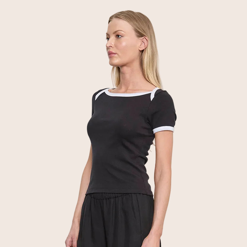 Fashionista Heaven Cotton Ringer Top — Lucia