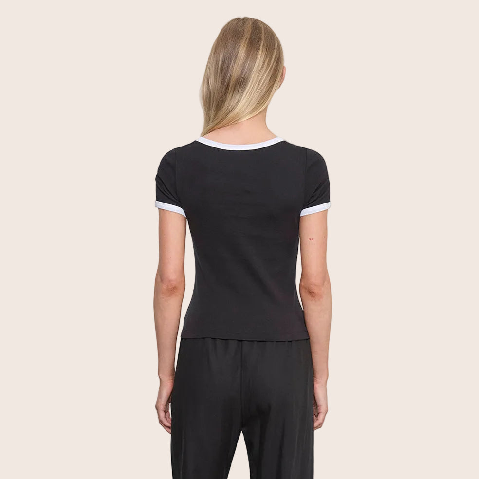 Fashionista Heaven Cotton Ringer Top — Lucia