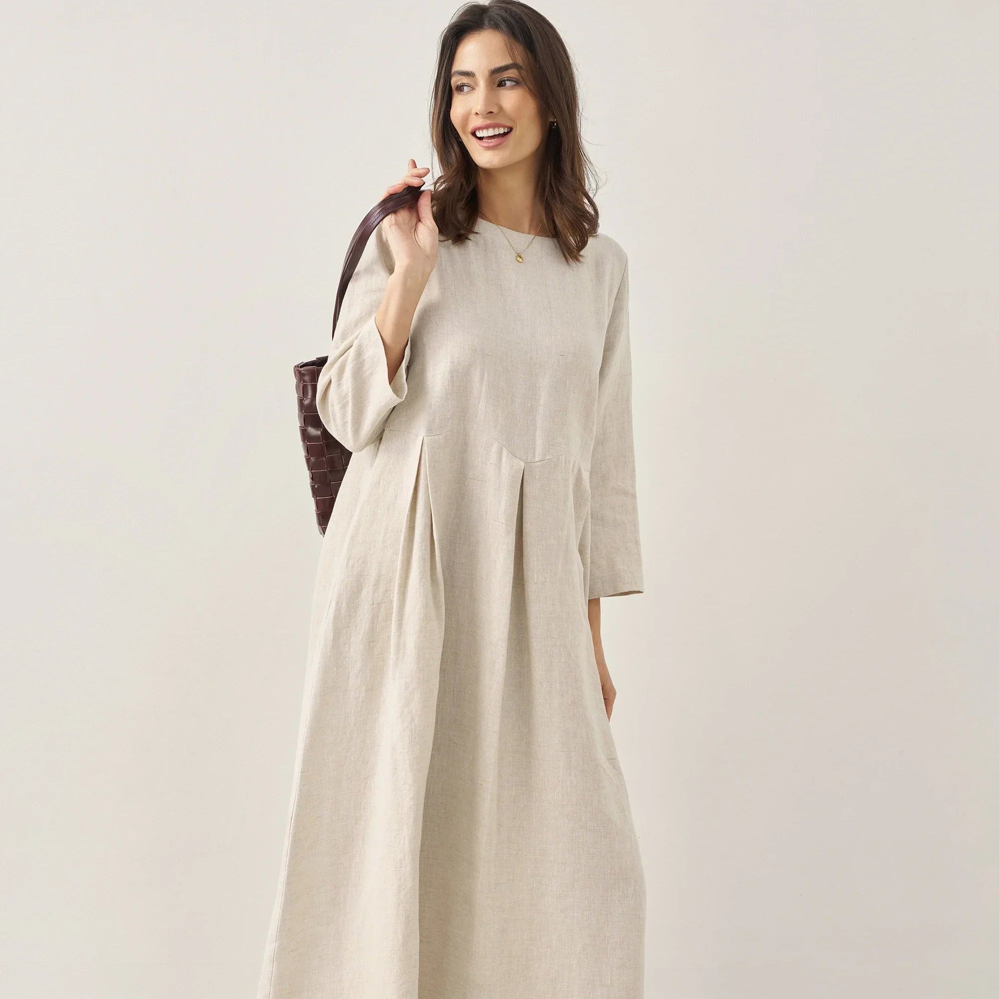 Linen Bateau Neck Dress — Abigail