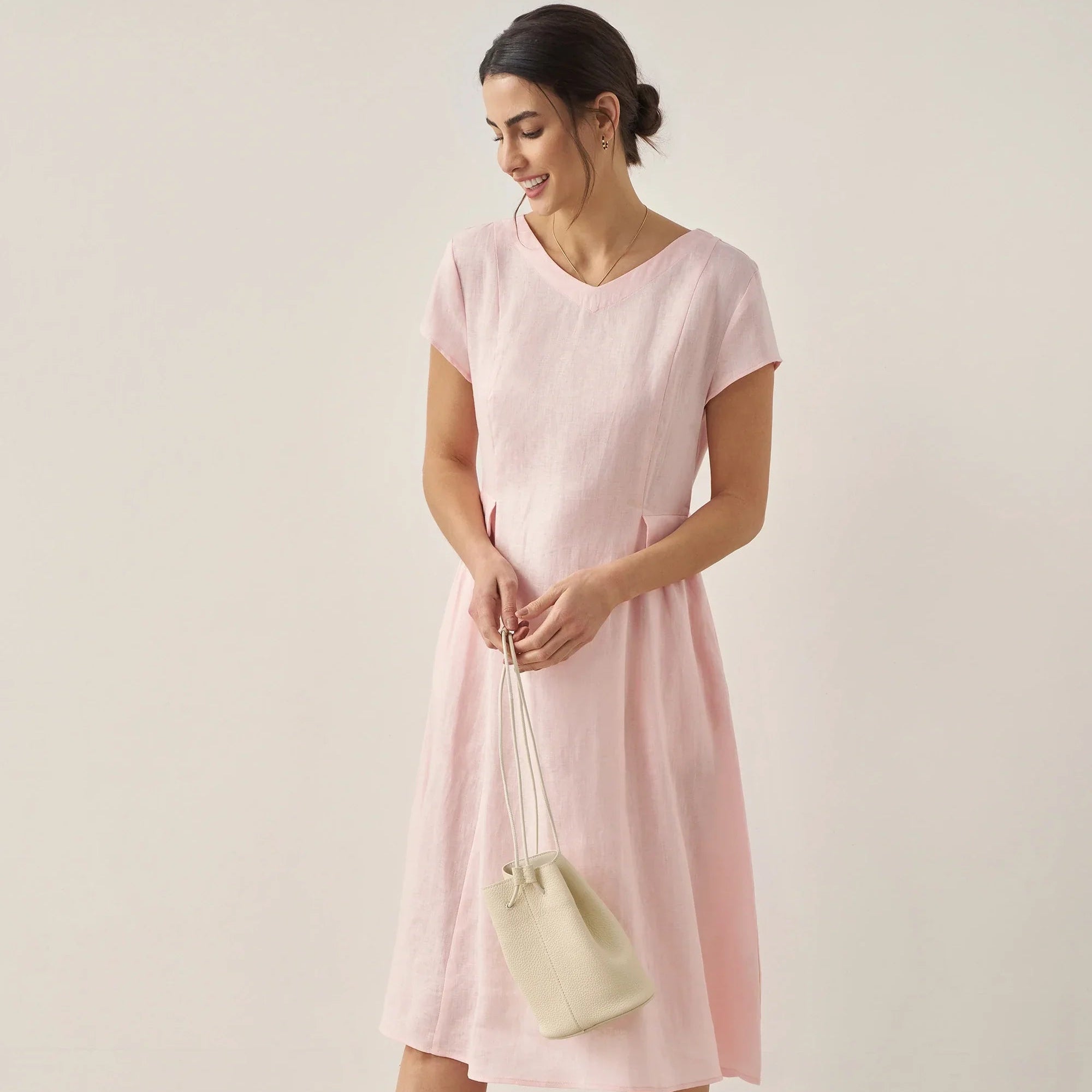 Linen V-Neck Dress — Alexa