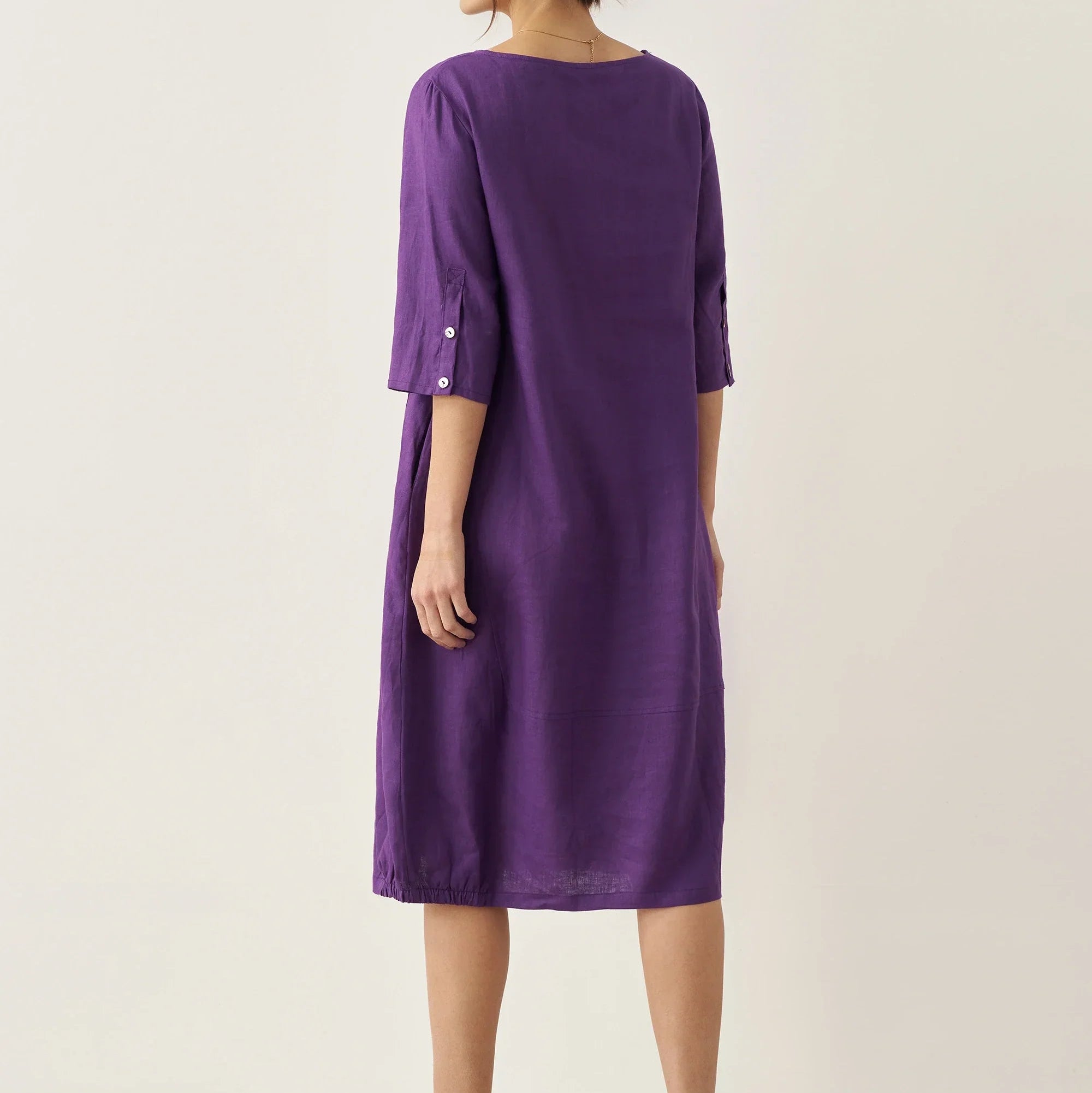 Linen Collarless Dress — Sofia