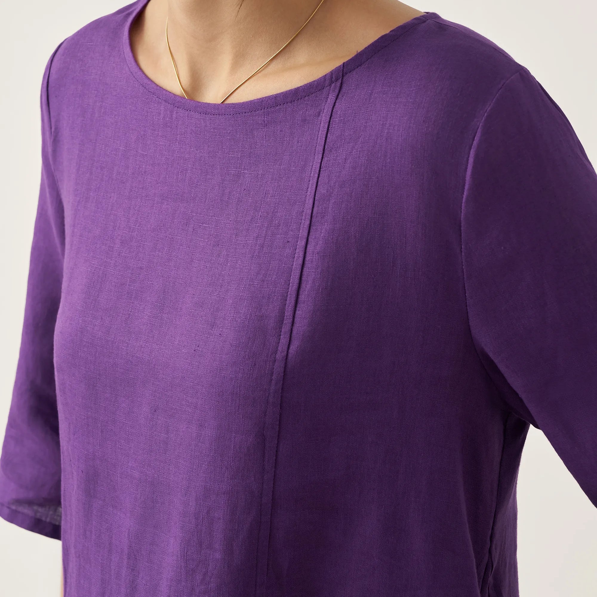 Linen Collarless Dress — Sofia