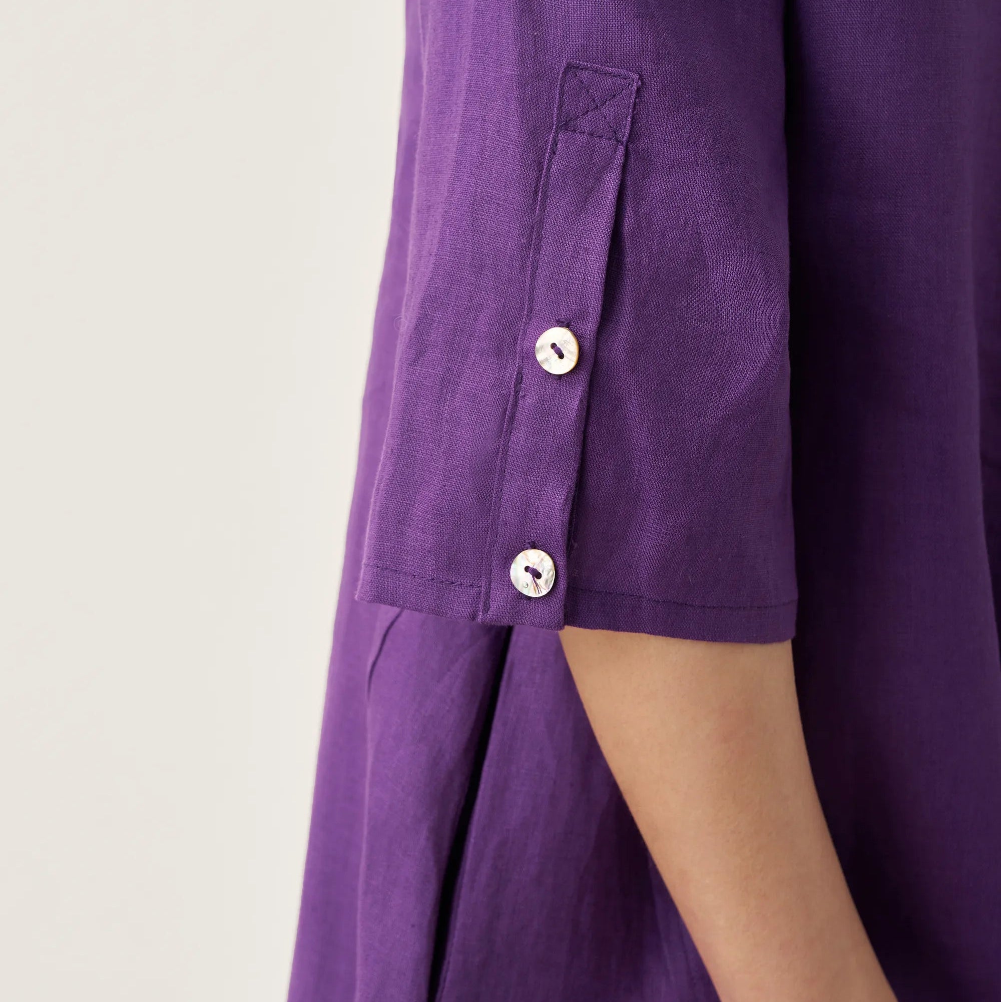 Linen Collarless Dress — Sofia