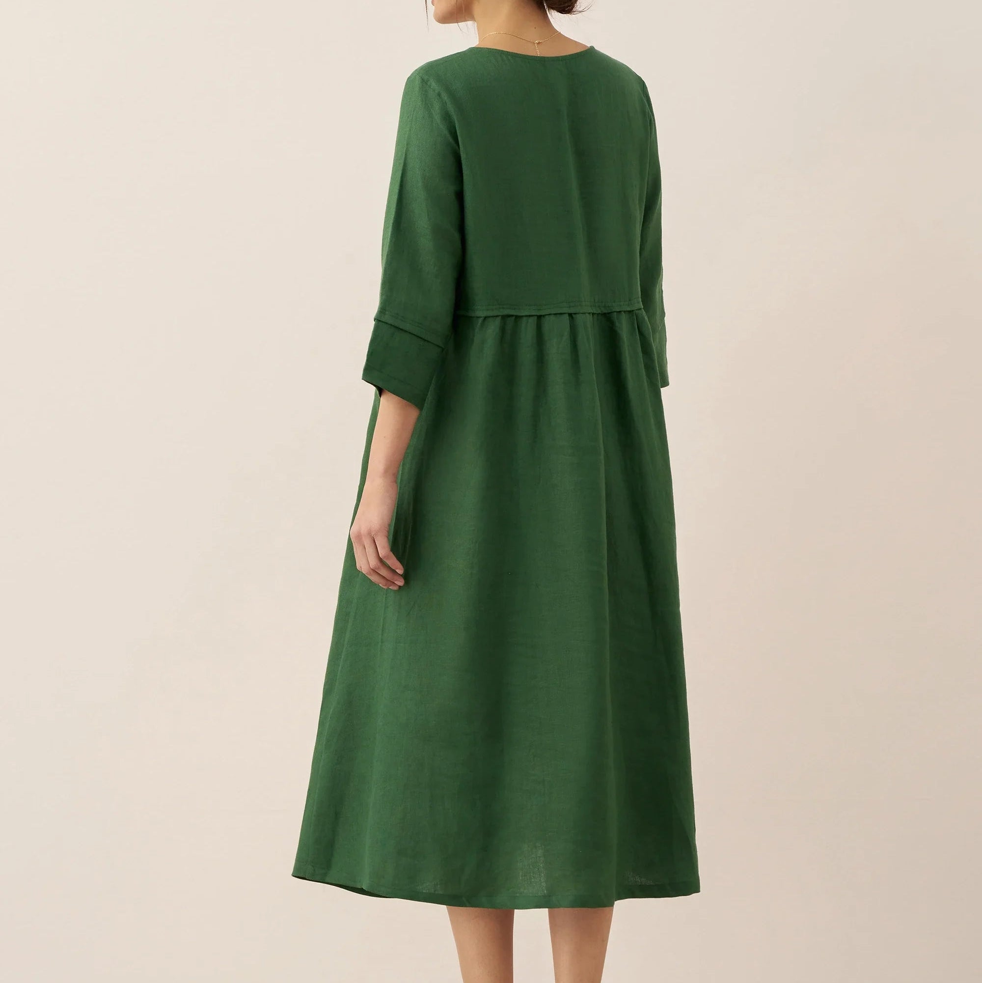 Linen Button Waist Dress — Luna