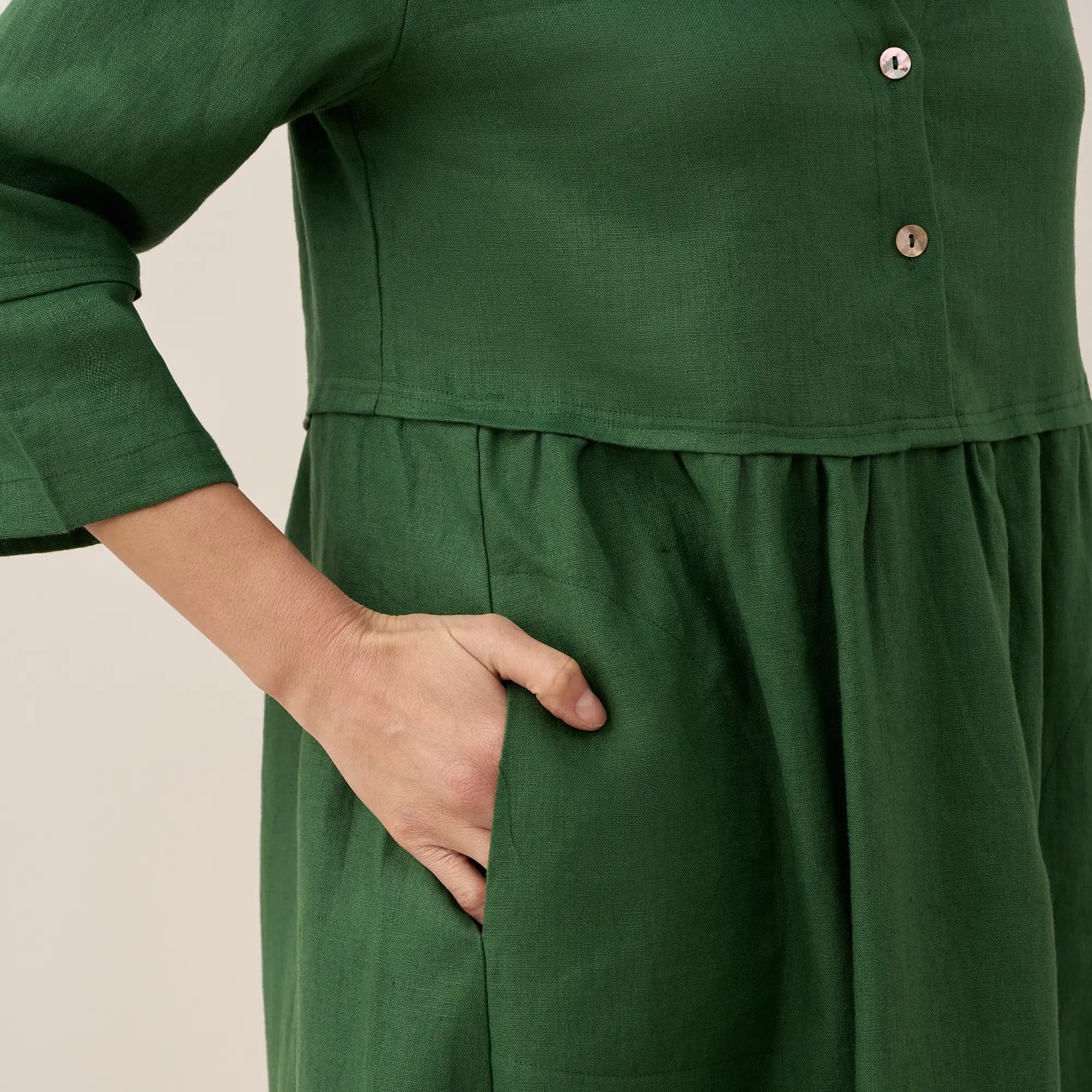 Linen Button Waist Dress — Luna