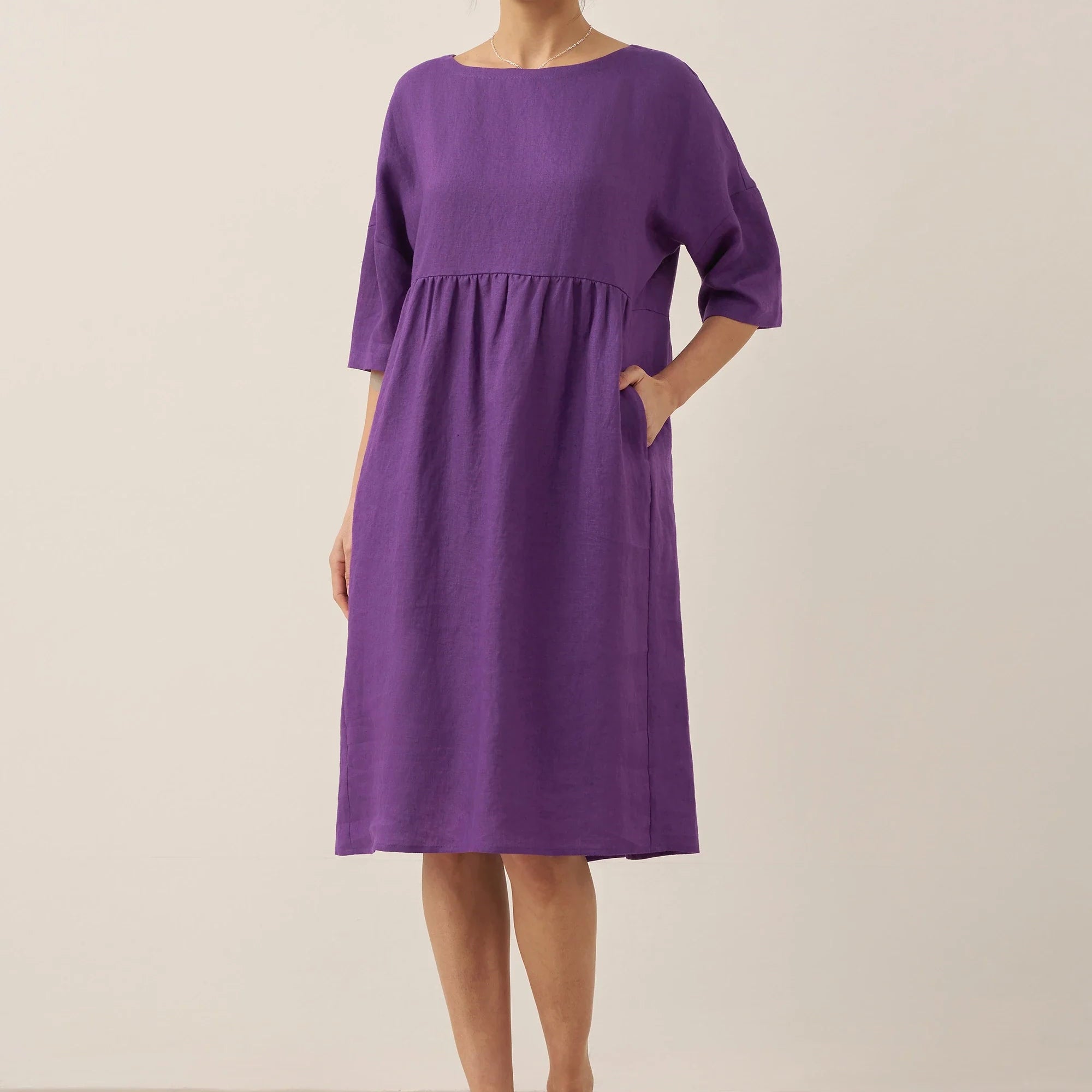 Linen A-Line Midi — Valencia
