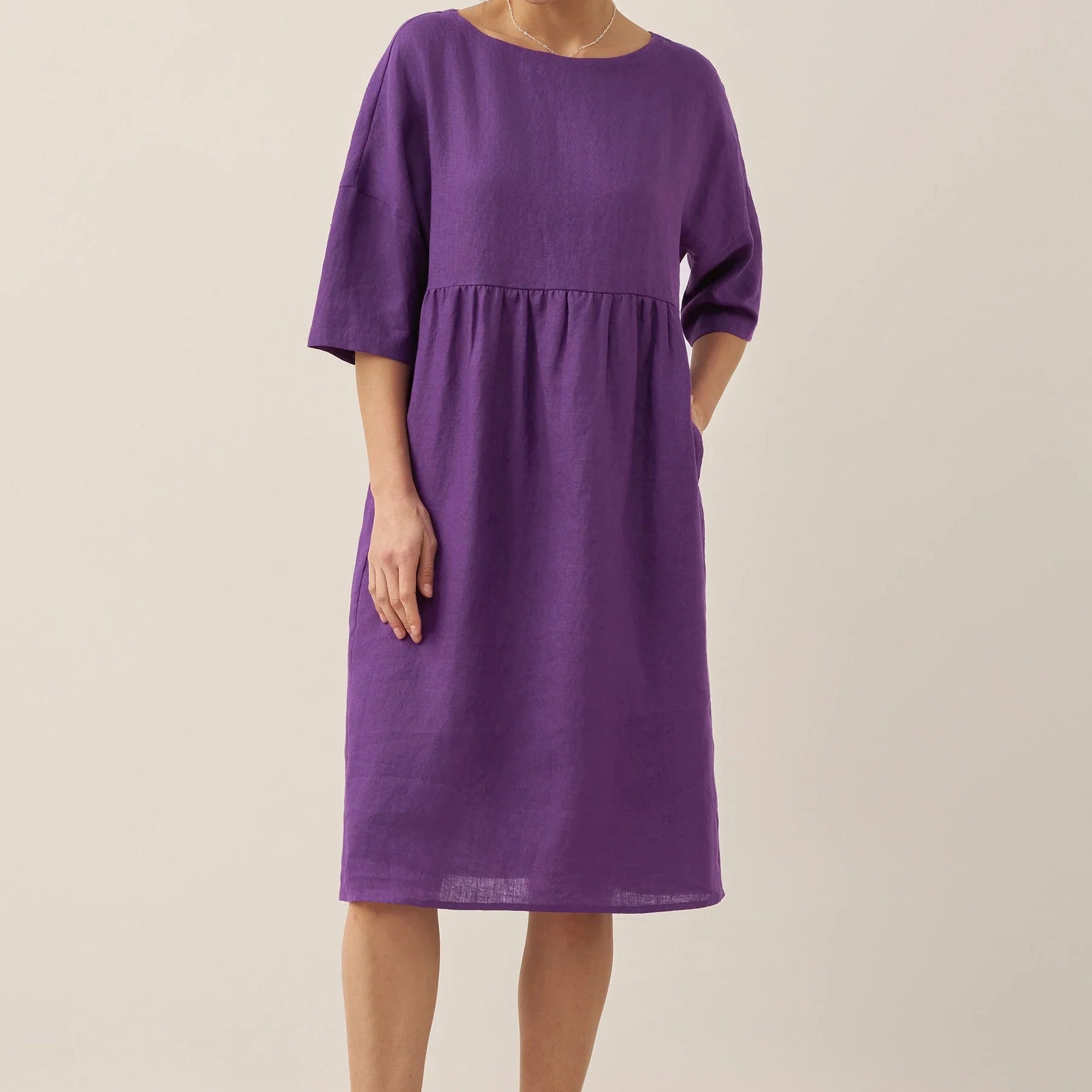 Linen A-Line Midi — Valencia