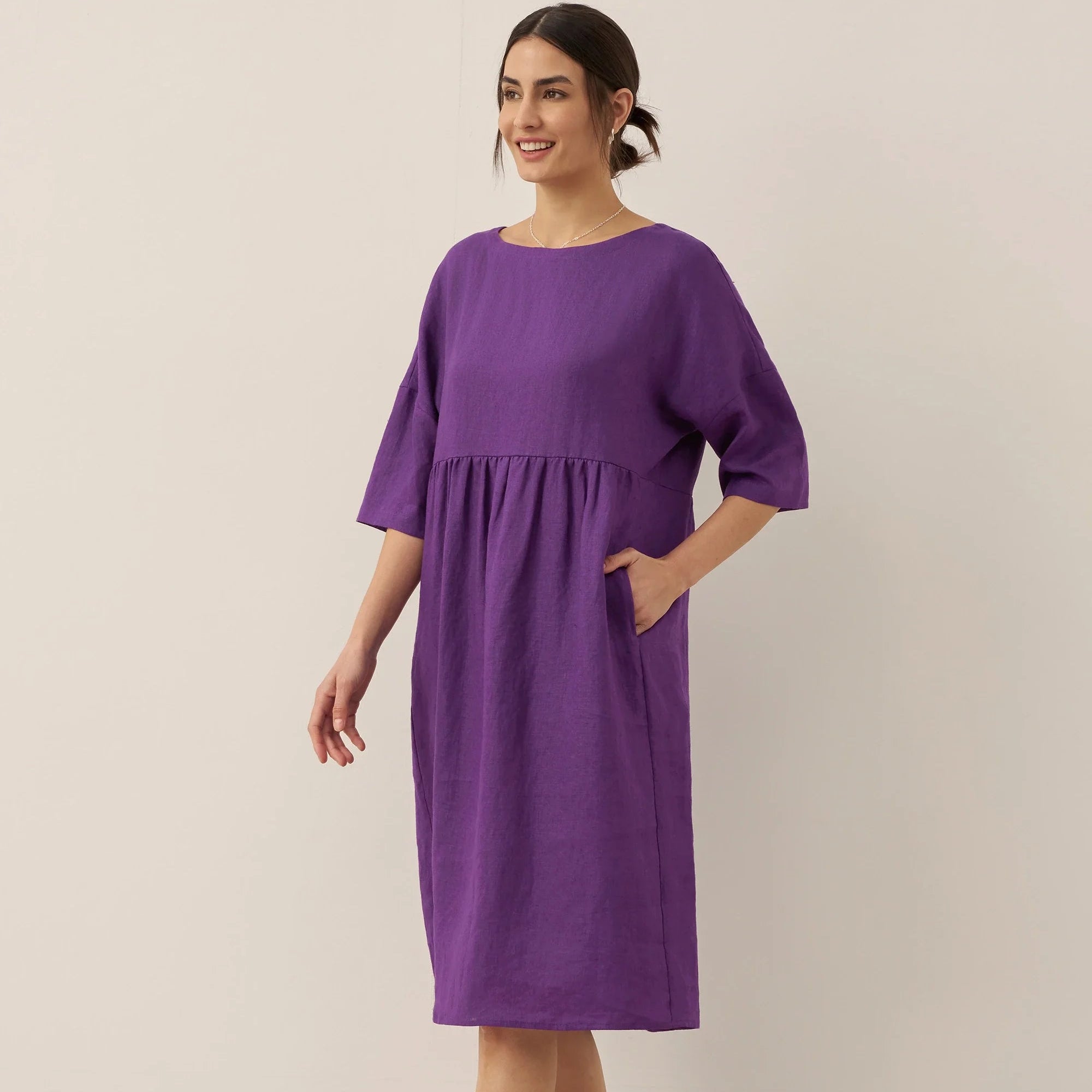 Linen A-Line Midi — Valencia