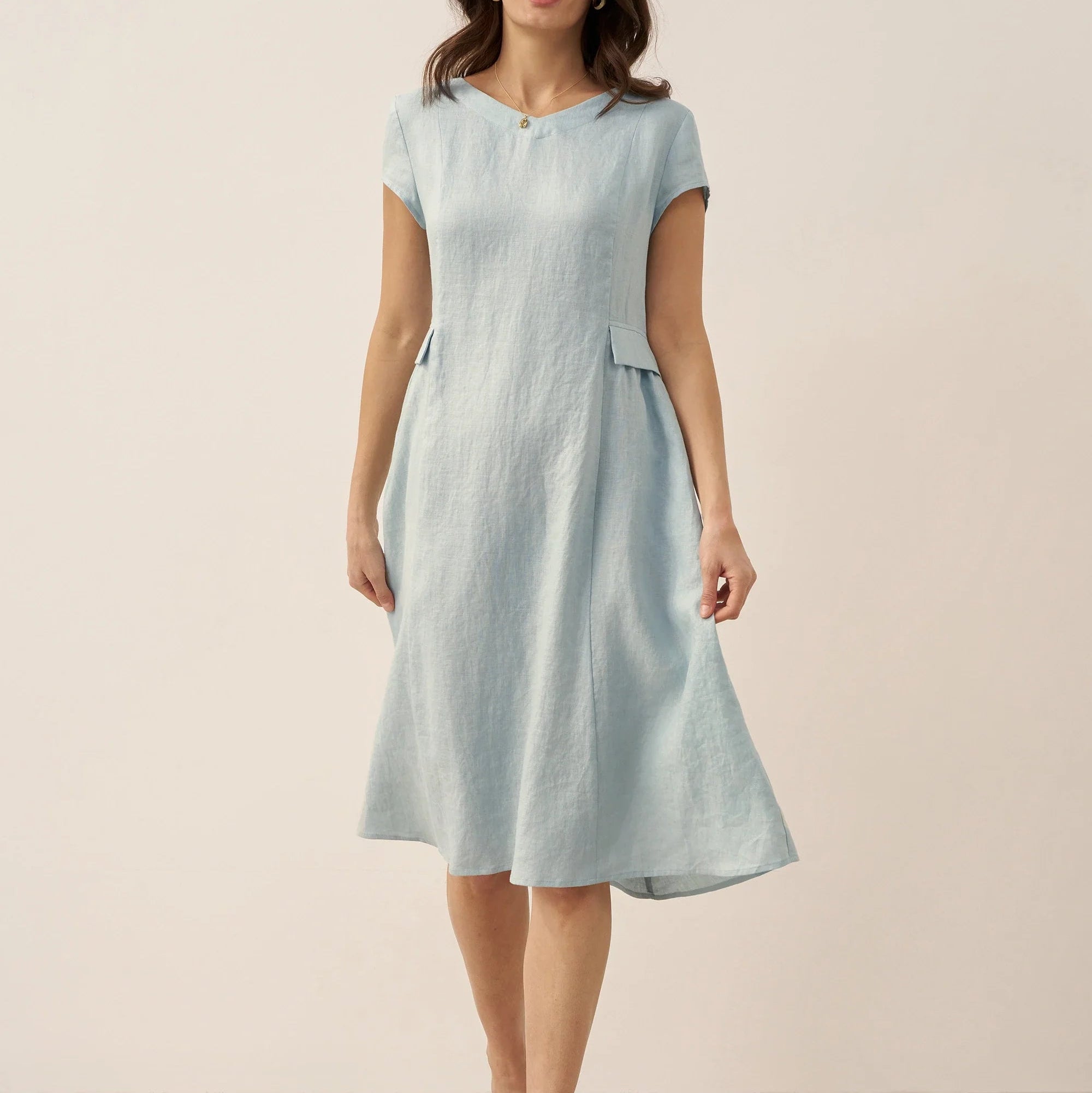 Linen V-Neck Dress — Alexa