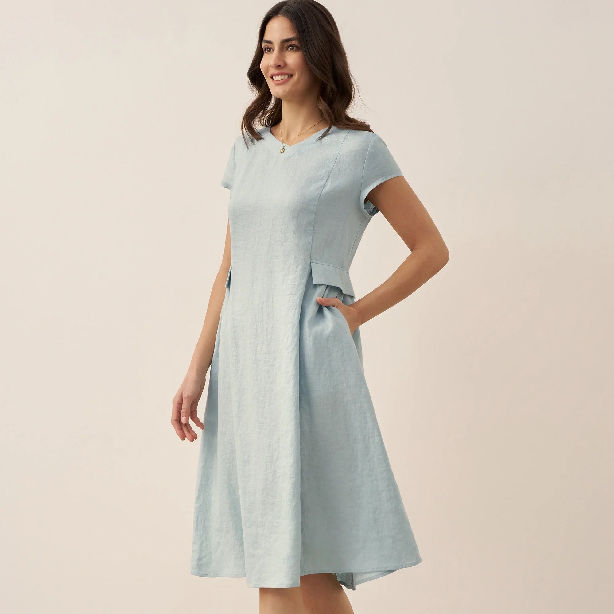 Linen V-Neck Dress — Alexa