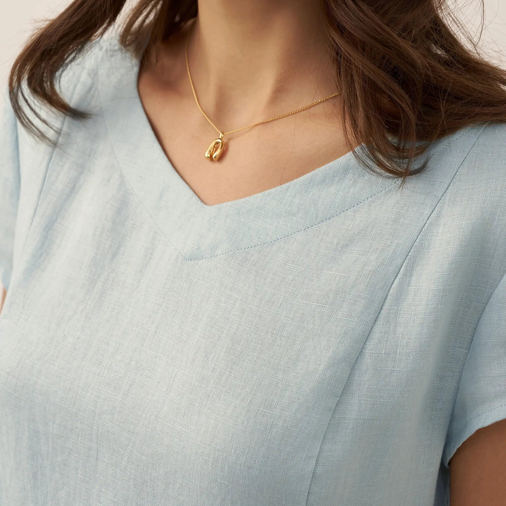Linen V-Neck Dress — Alexa