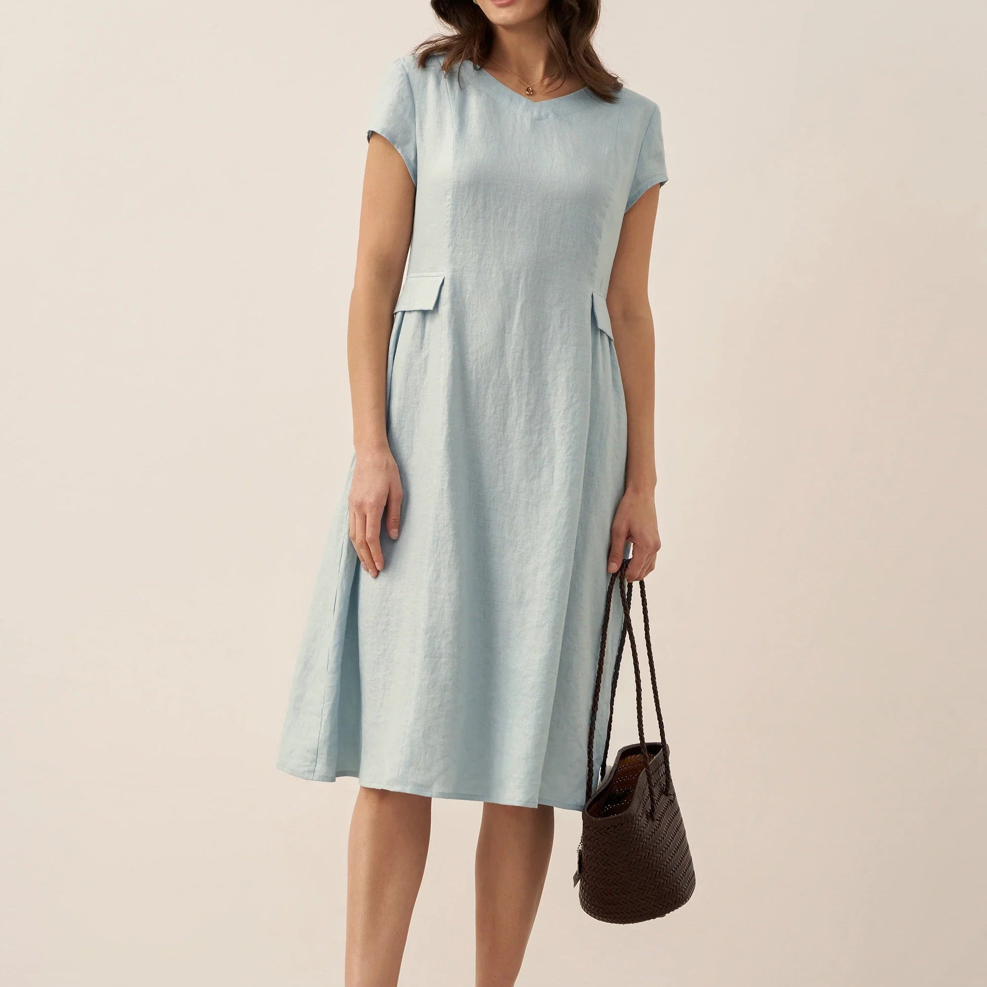 Linen V-Neck Dress — Alexa