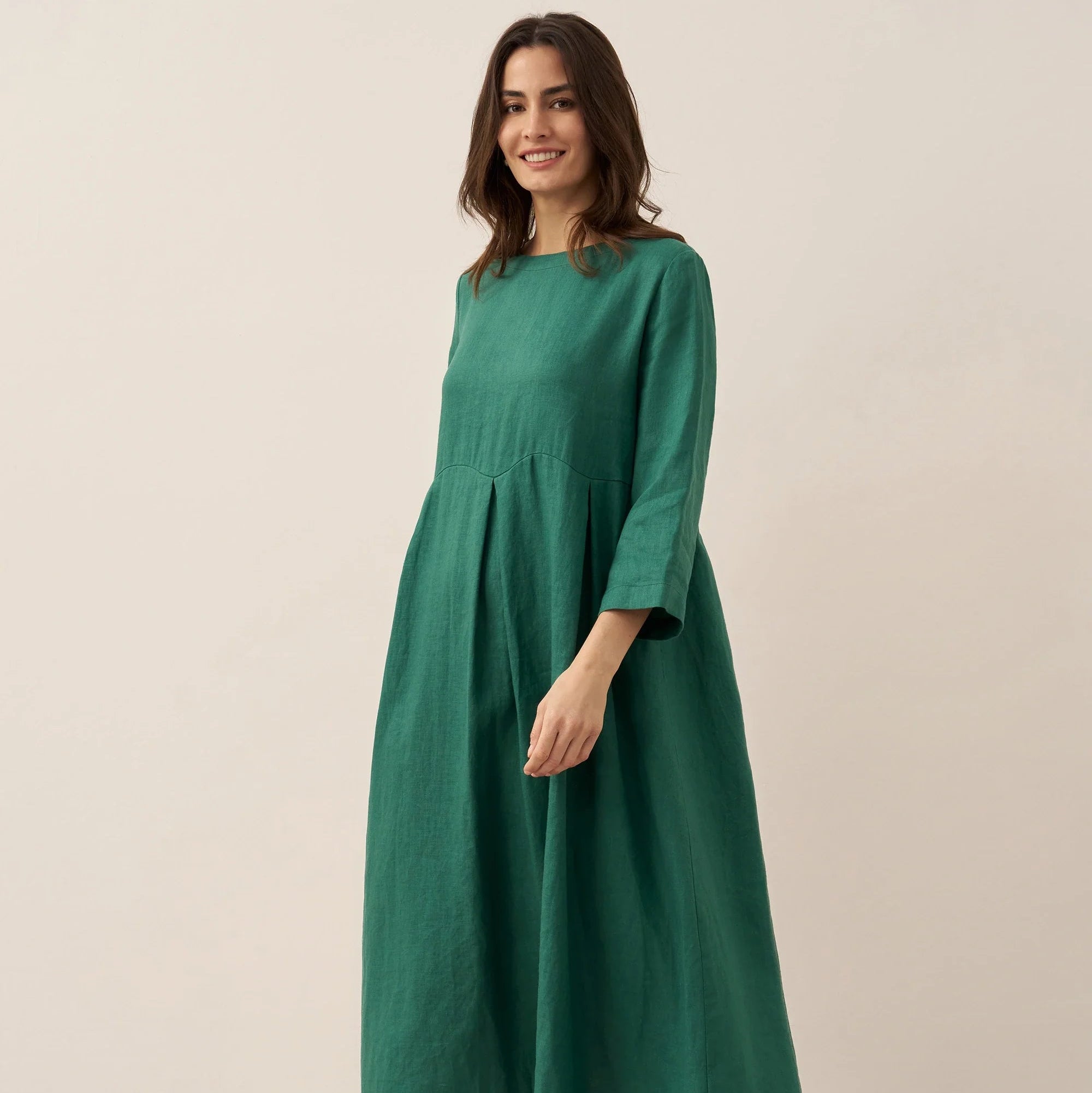 Linen Bateau Neck Dress — Abigail