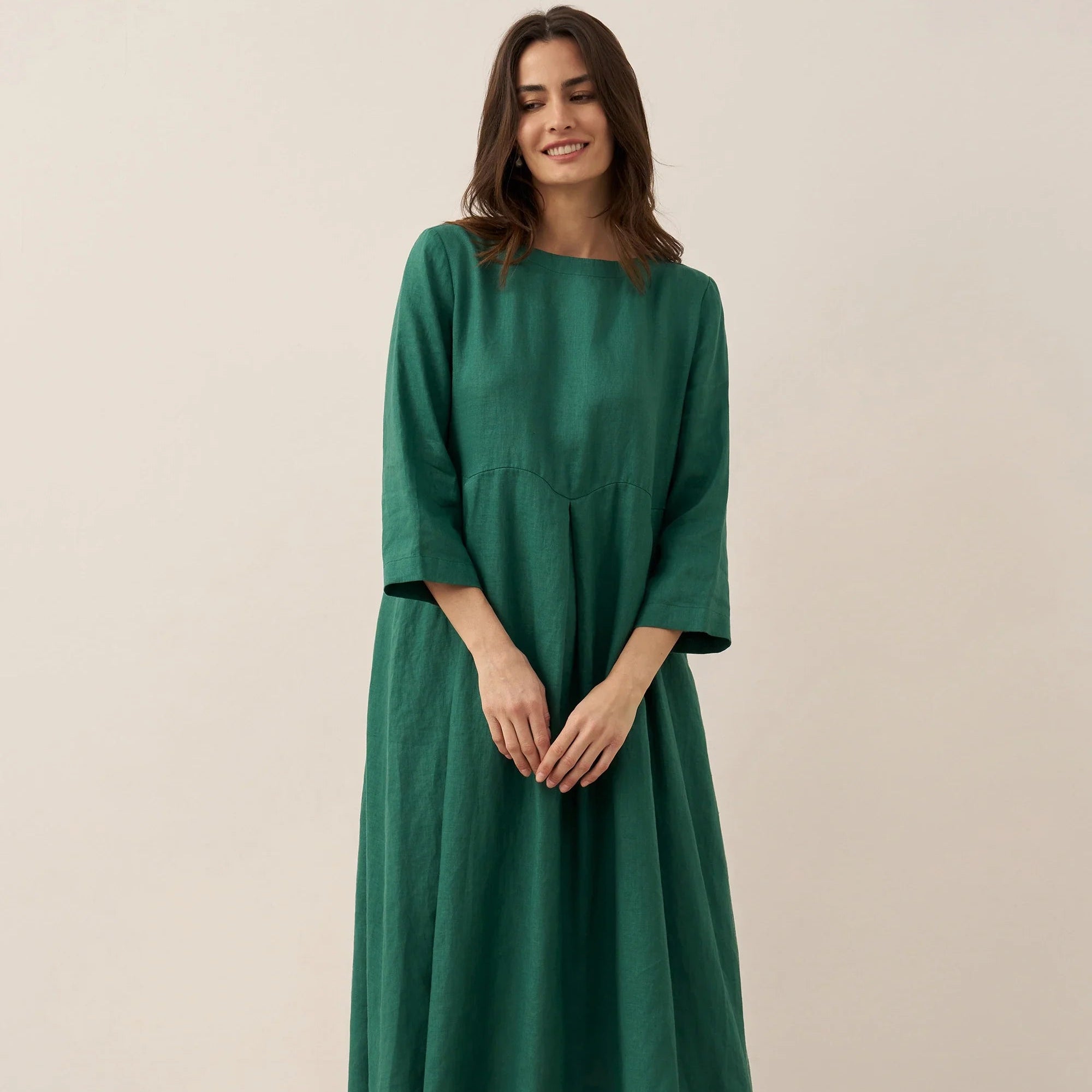 Linen Bateau Neck Dress — Abigail