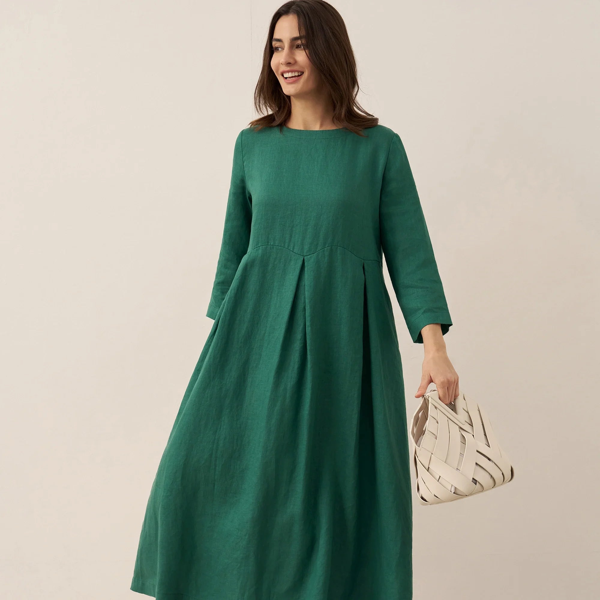 Linen Bateau Neck Dress — Abigail
