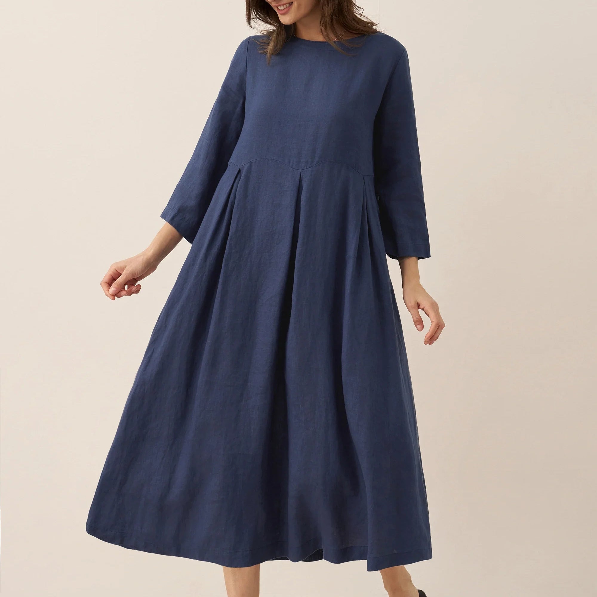 Linen Bateau Neck Dress — Abigail