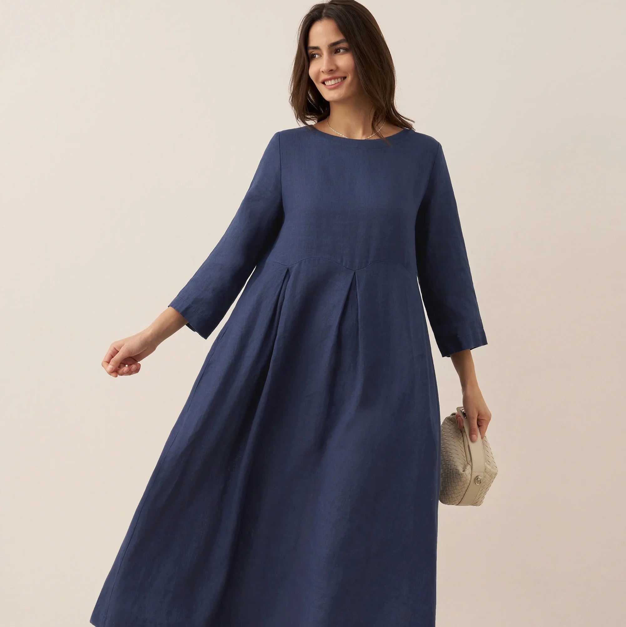Linen Bateau Neck Dress — Abigail