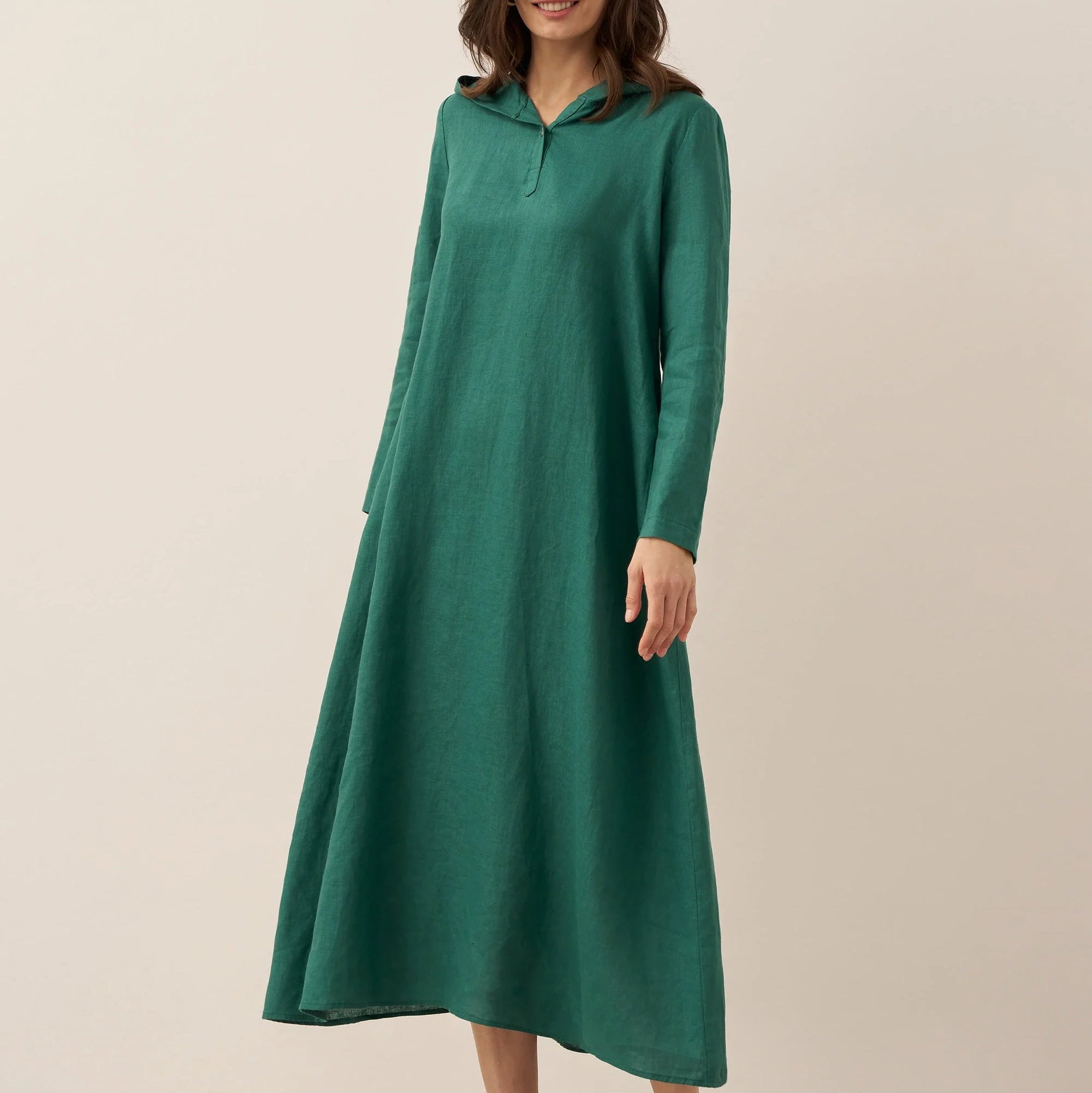 Linen Hooded Dress — Rebecca