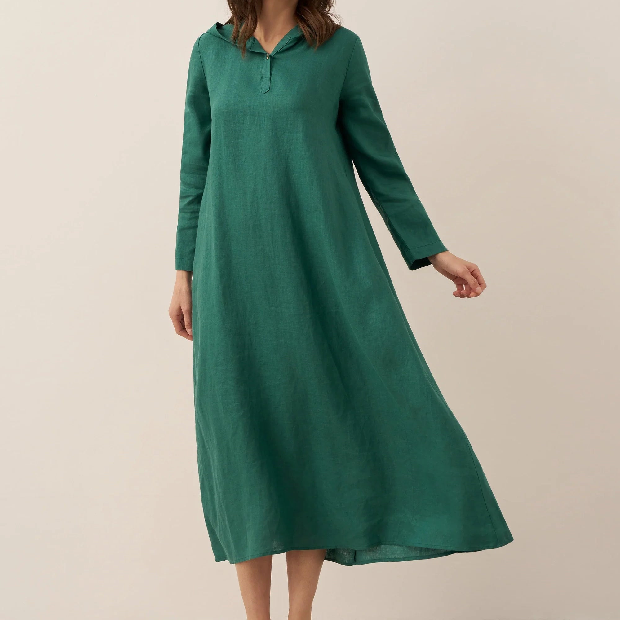 Linen Hooded Dress — Rebecca
