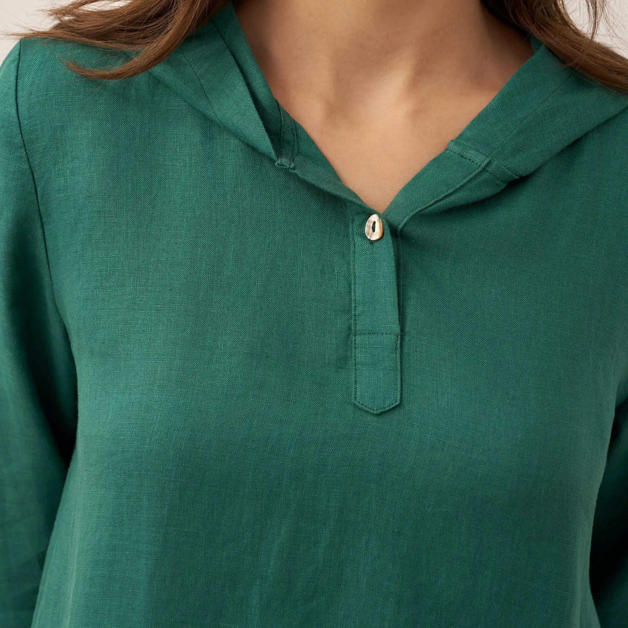 Linen Hooded Dress — Rebecca