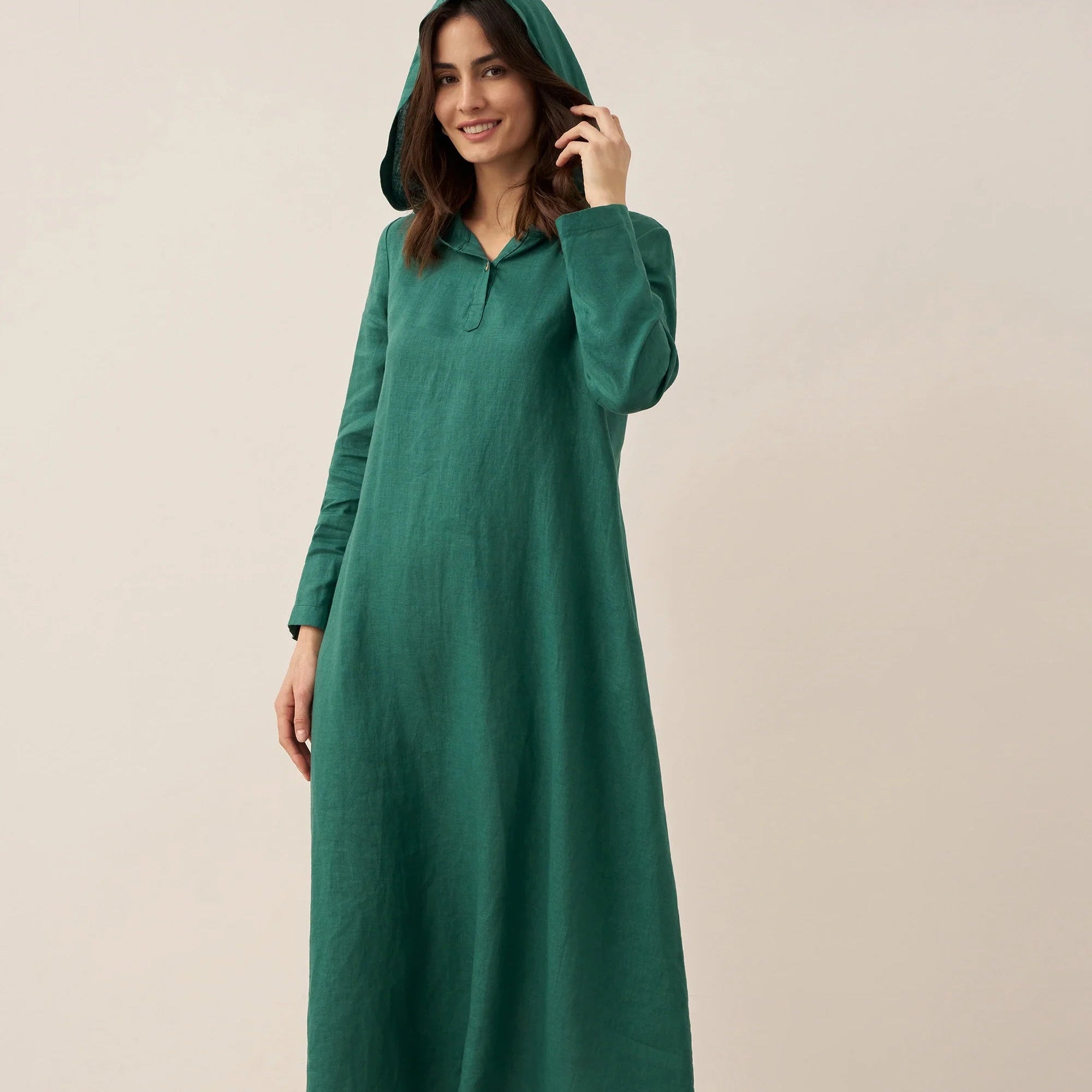 Linen Hooded Dress — Rebecca