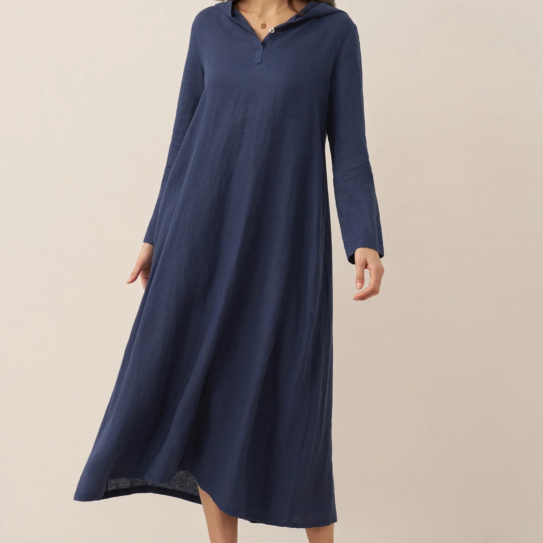 Linen Hooded Dress — Rebecca