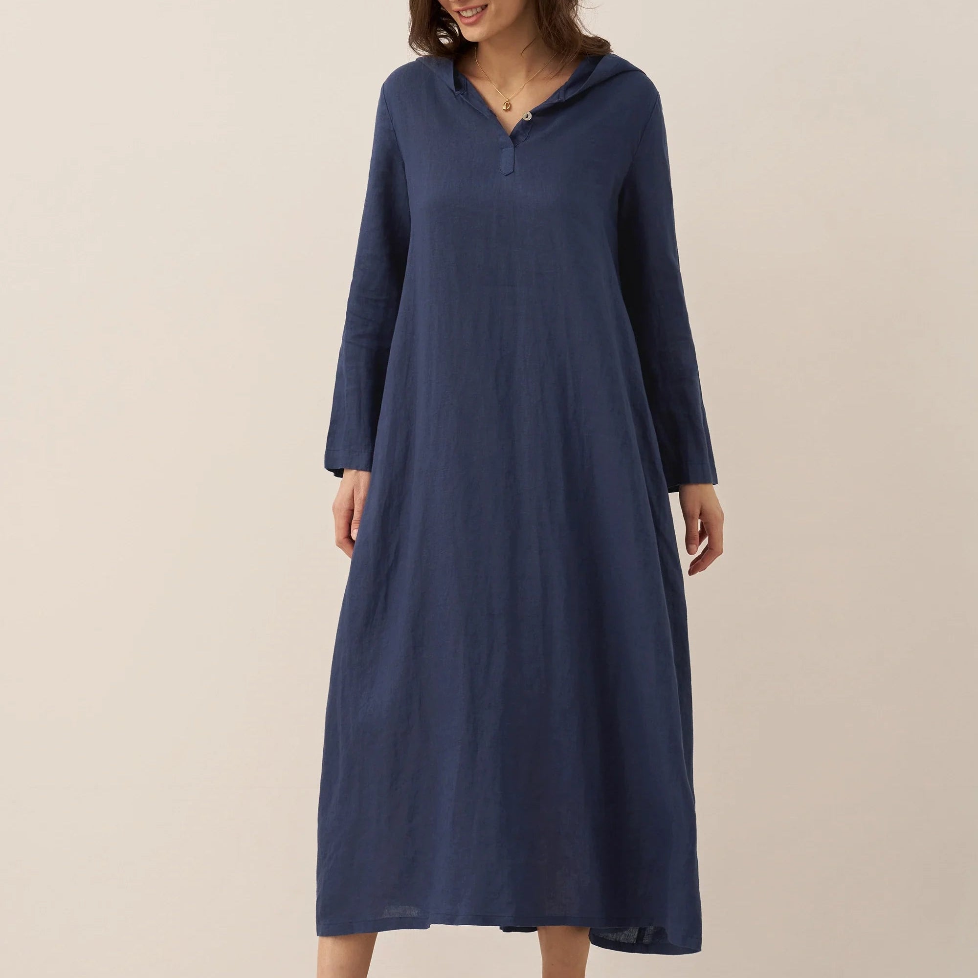 Linen Hooded Dress — Rebecca