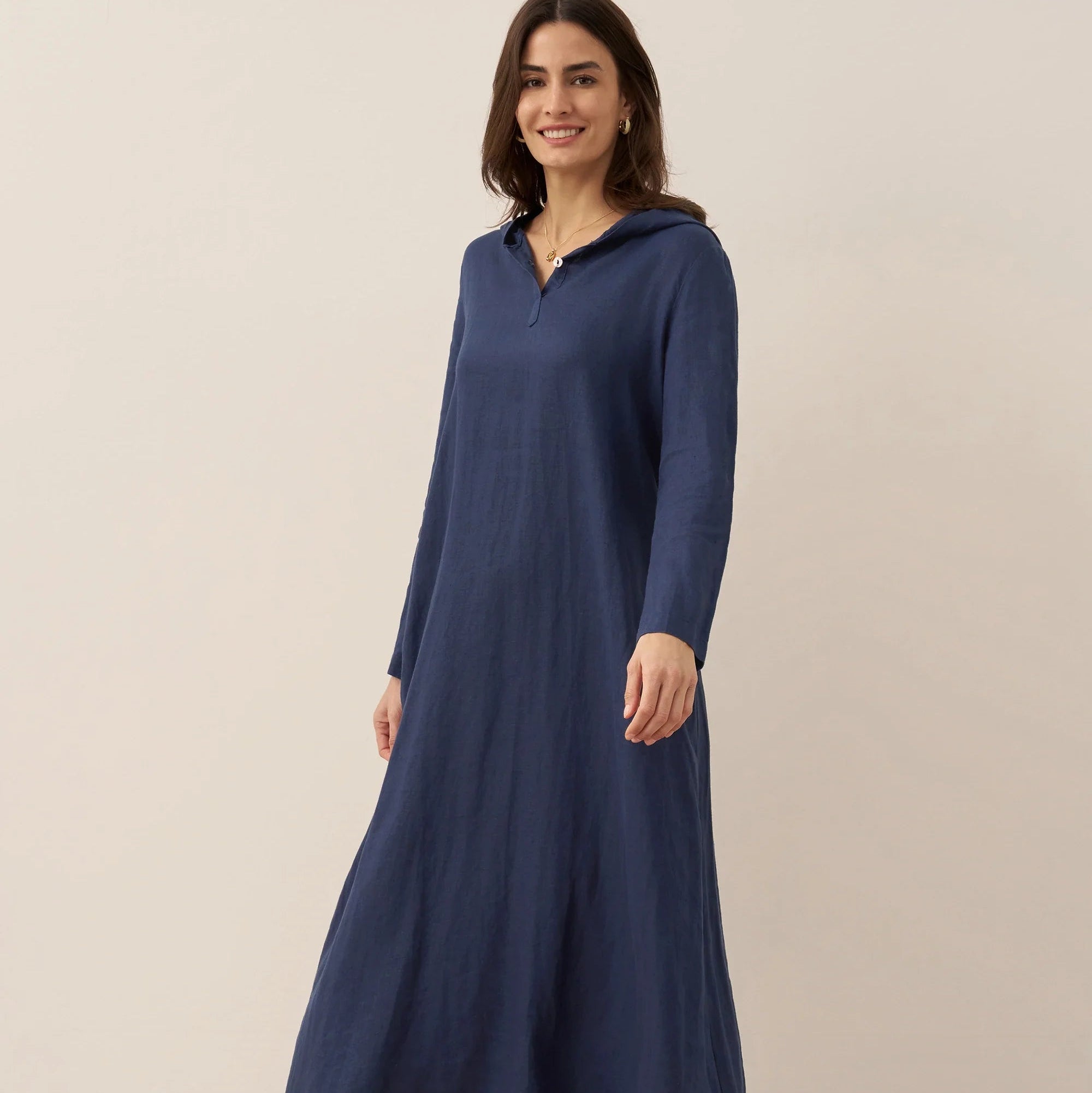 Linen Hooded Dress — Rebecca