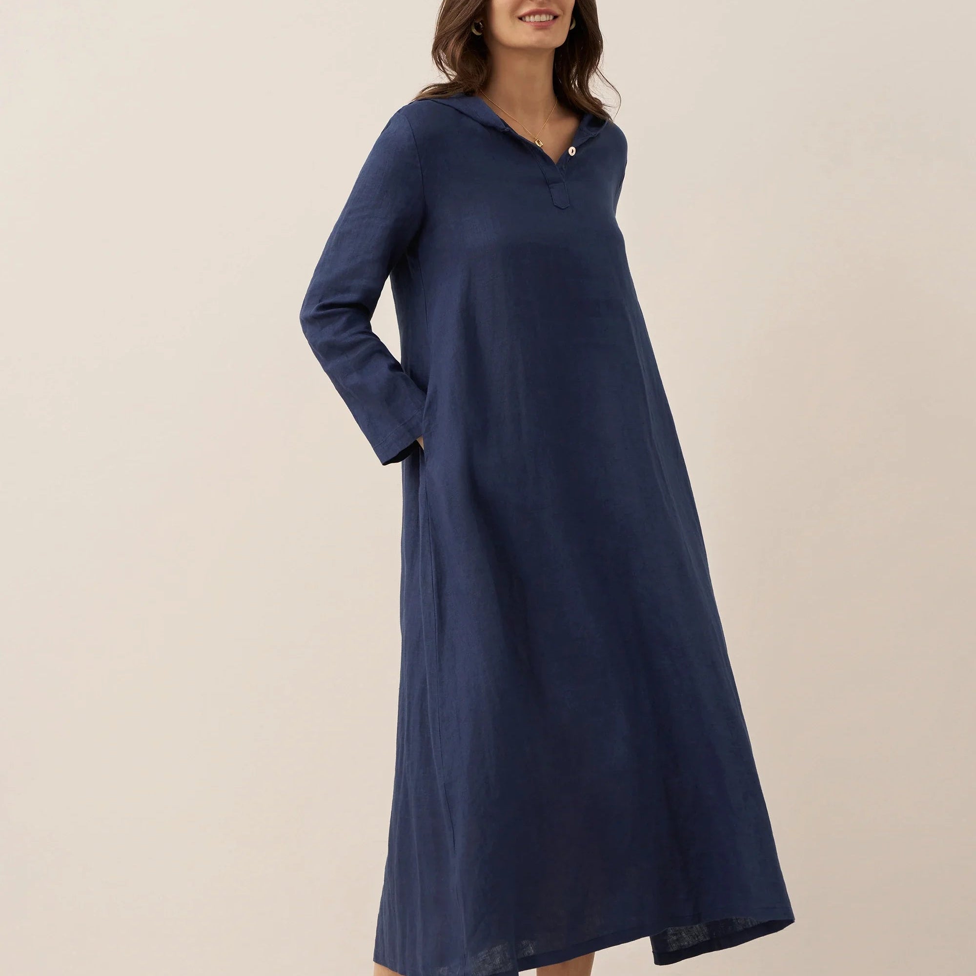 Linen Hooded Dress — Rebecca
