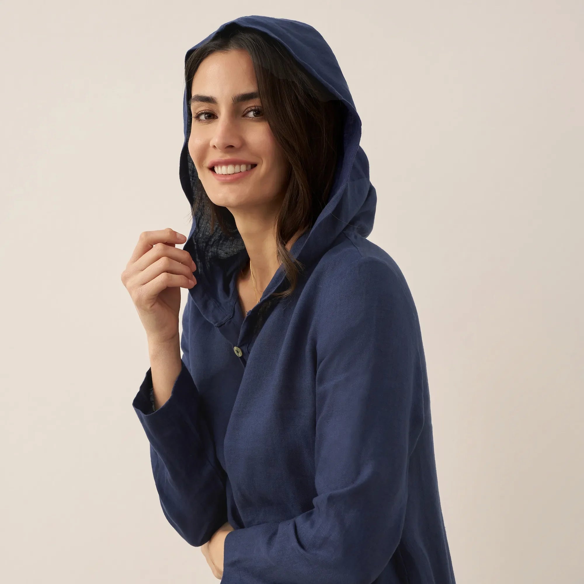 Linen Hooded Dress — Rebecca