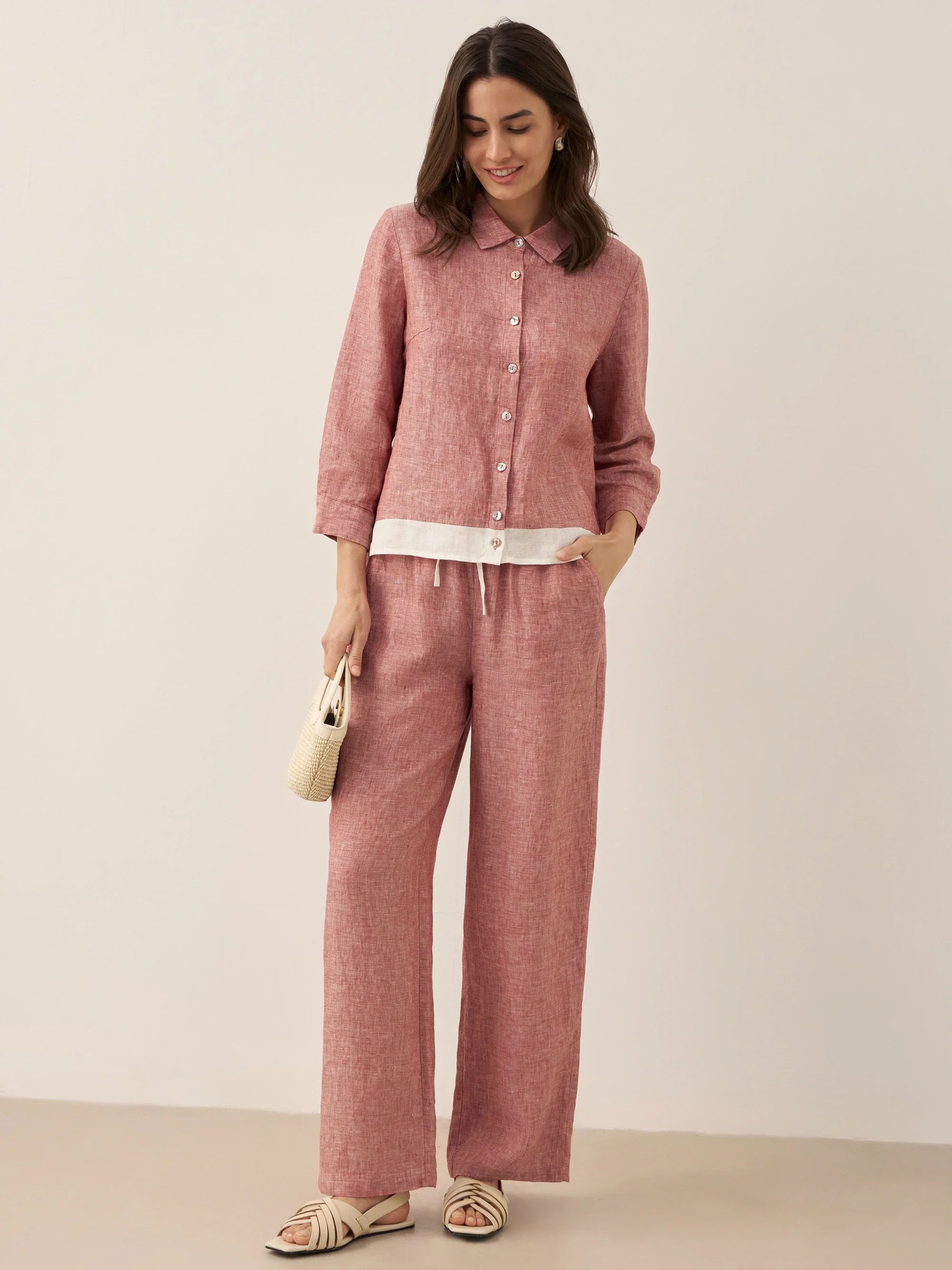 Fashionista Heaven Linen Straight-Leg Trousers — Vita